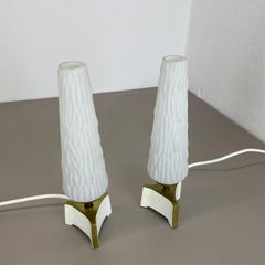 Set of 2 Stilnovo Sarfatti Style "CONE" glass and brass Table Light, Italy 1950s