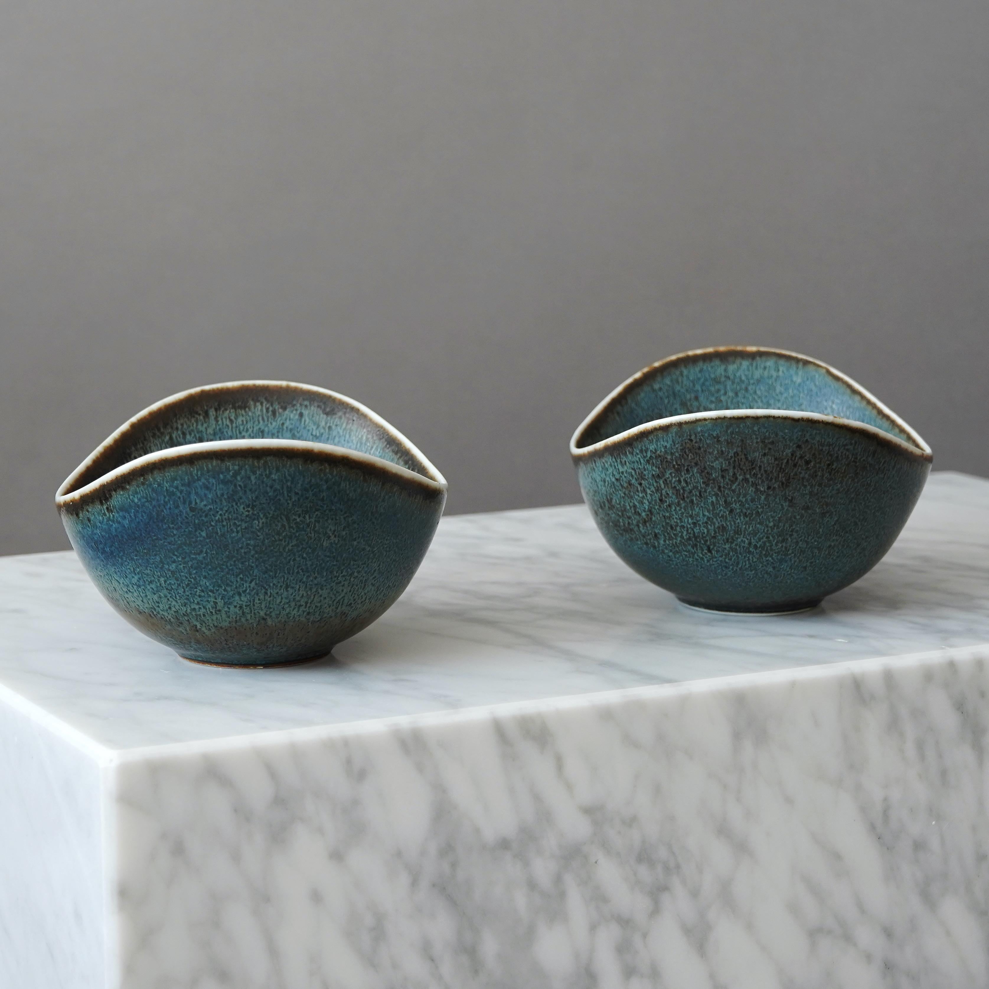 Set of 2 Stoneware Bowls by Gunnar Nylund for Rorstrand, Sweden, 1950s 3