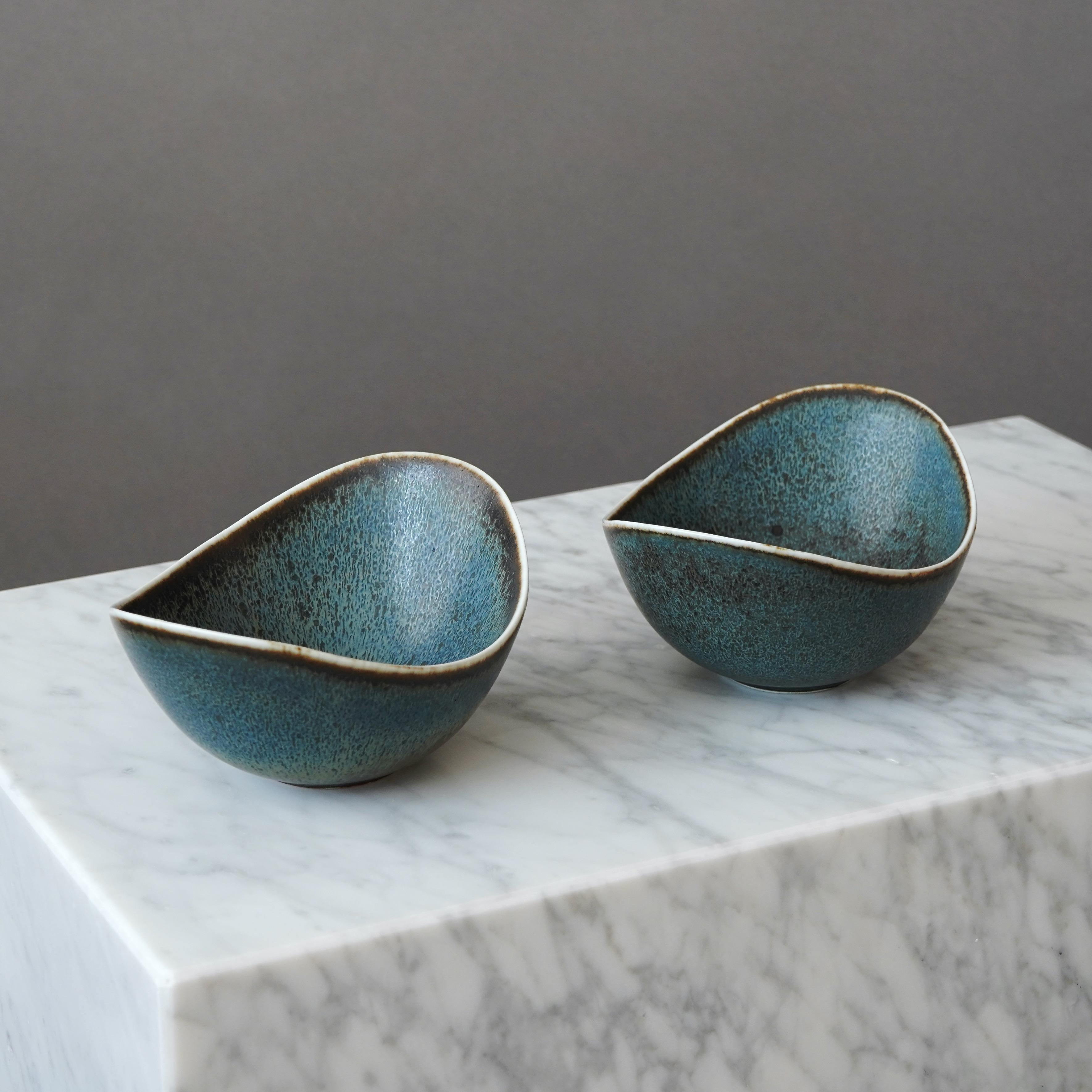 Set of 2 Stoneware Bowls by Gunnar Nylund for Rorstrand, Sweden, 1950s 5