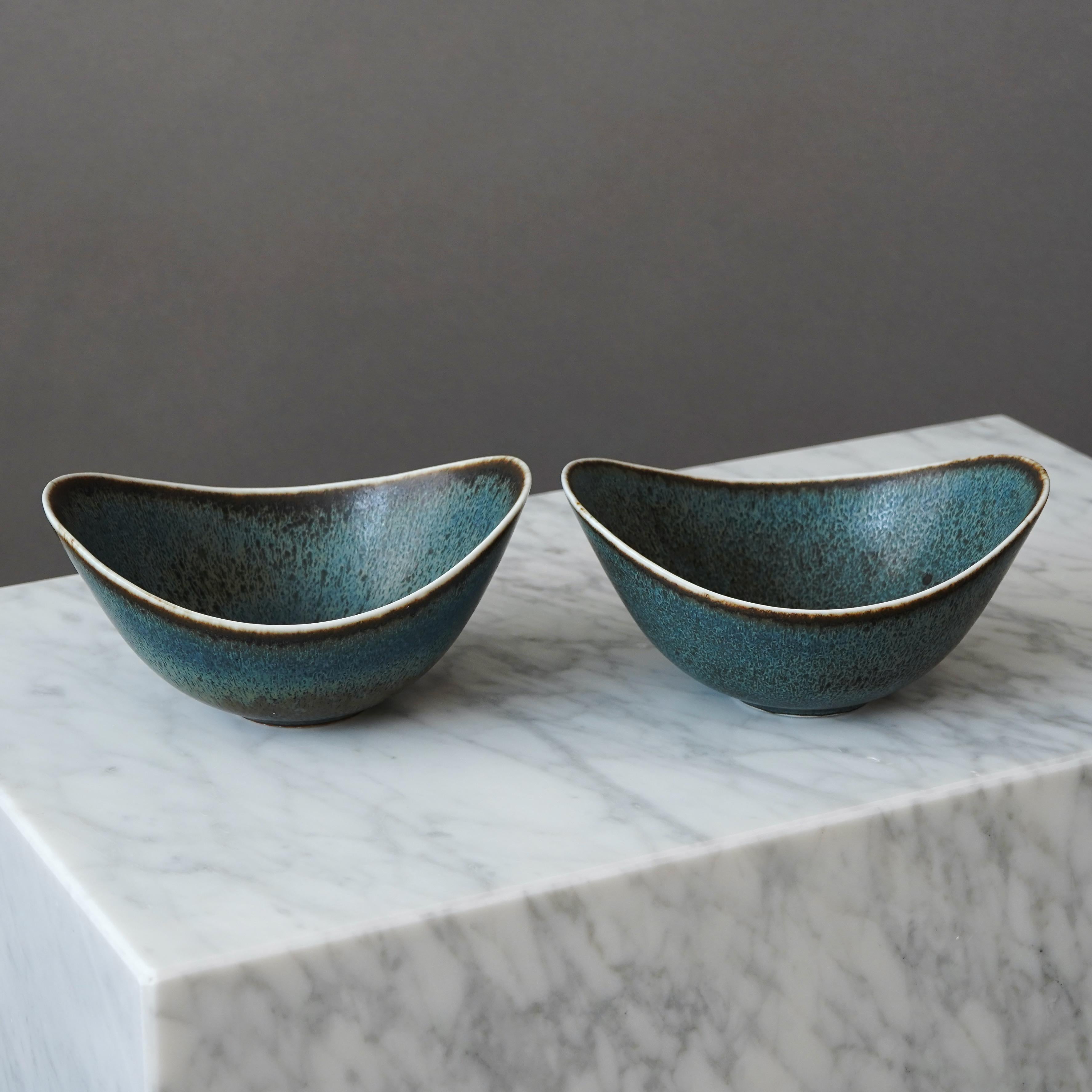 Set of 2 Stoneware Bowls by Gunnar Nylund for Rorstrand, Sweden, 1950s 6