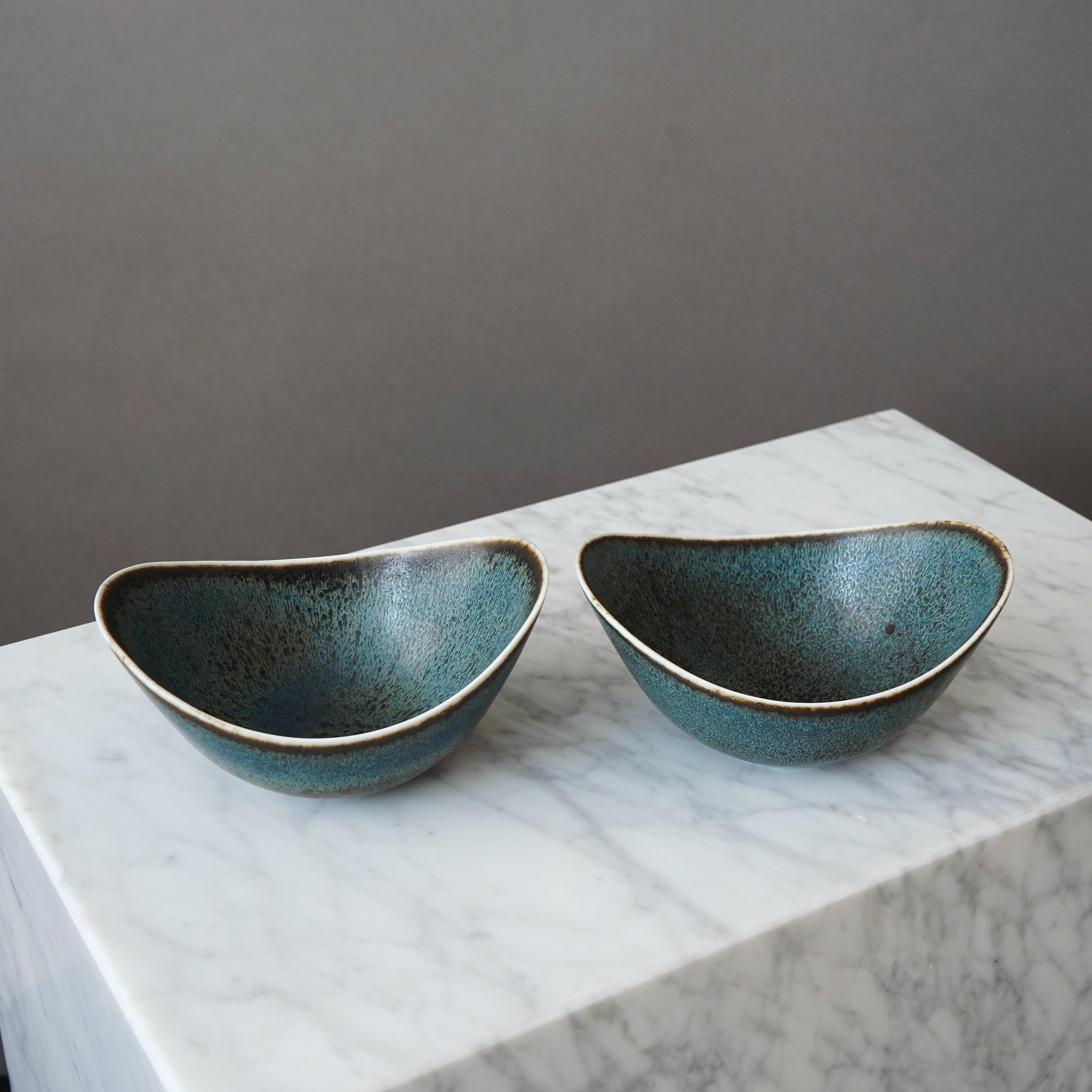Set of 2 Stoneware Bowls by Gunnar Nylund for Rorstrand, Sweden, 1950s 7