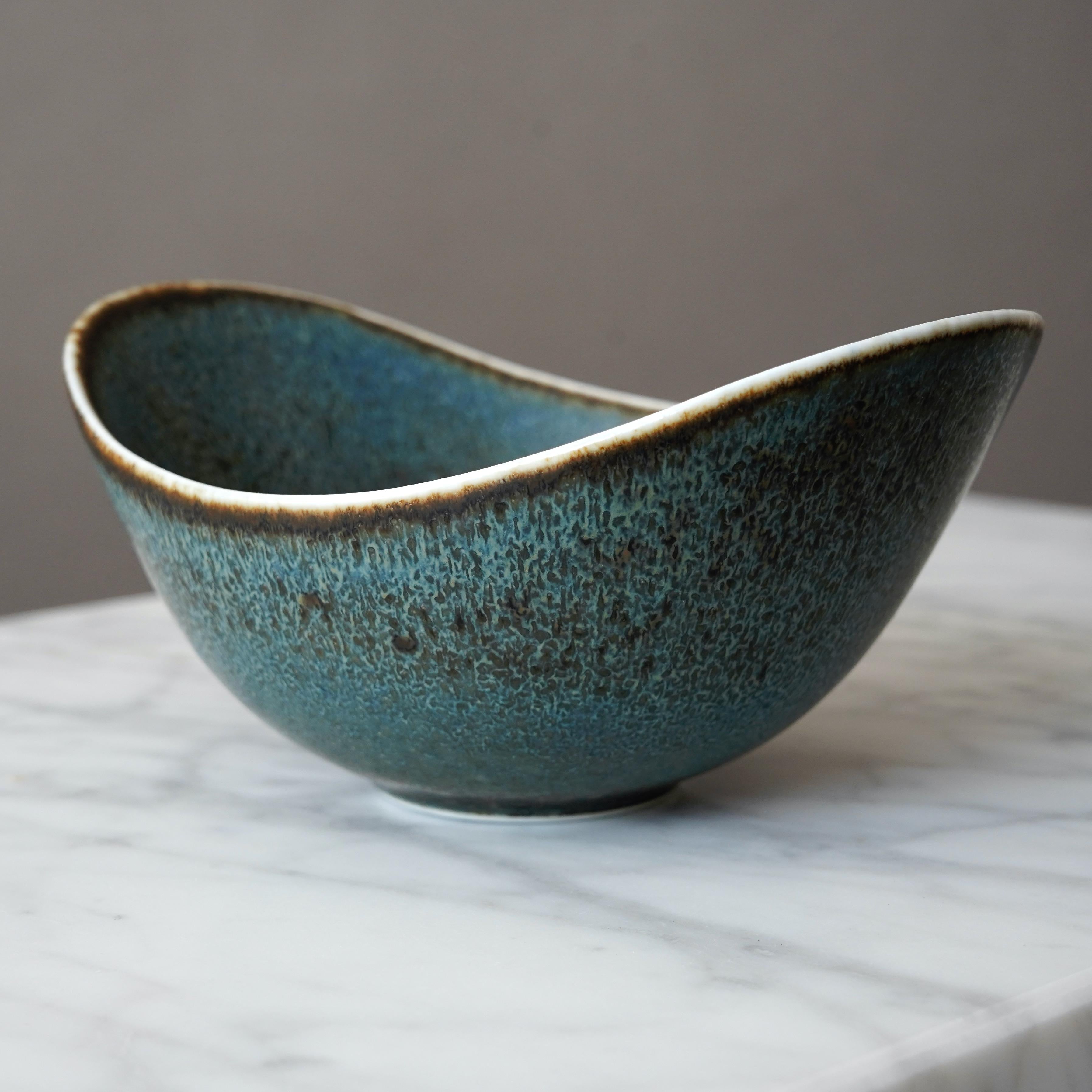 Glazed Set of 2 Stoneware Bowls by Gunnar Nylund for Rorstrand, Sweden, 1950s