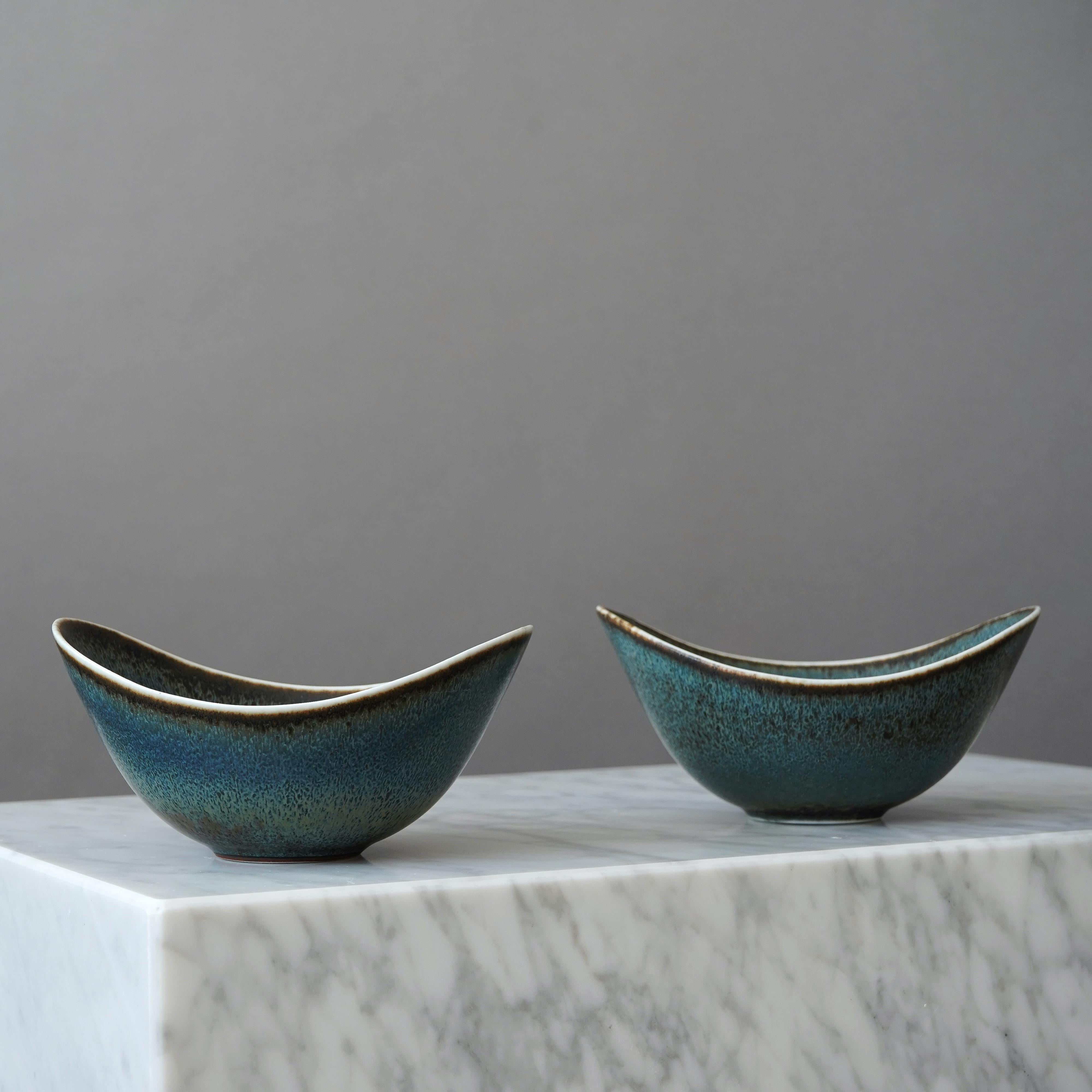 Ceramic Set of 2 Stoneware Bowls by Gunnar Nylund for Rorstrand, Sweden, 1950s
