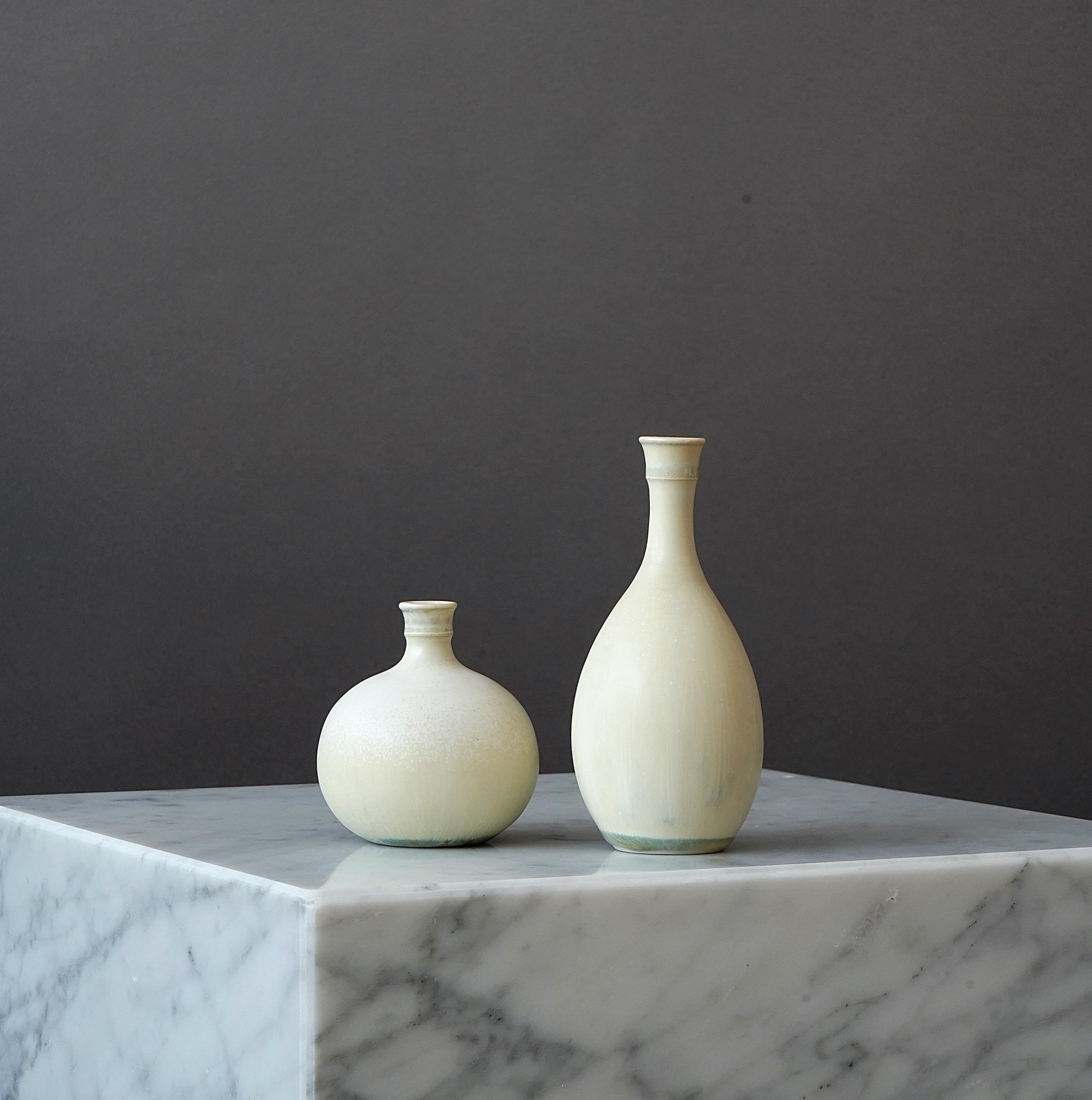 20th Century Set of 2 Stoneware Vases by Stig Lindberg for Gustavsberg Studio, Sweden, 1950s For Sale