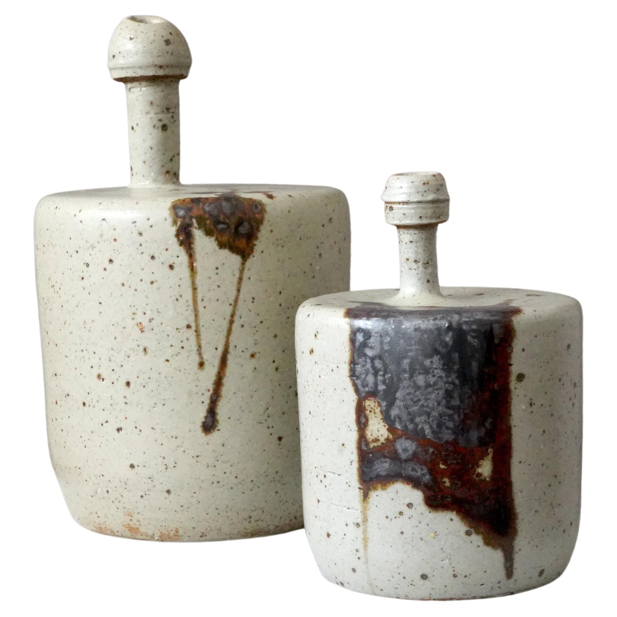 Set of 2 Stoneware Vases by Swedish Ceramist Claes Thell For Sale