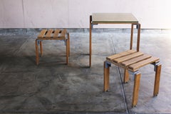 Set of 2 Stools and Table by Georges Candilis and Anja Blomstedt