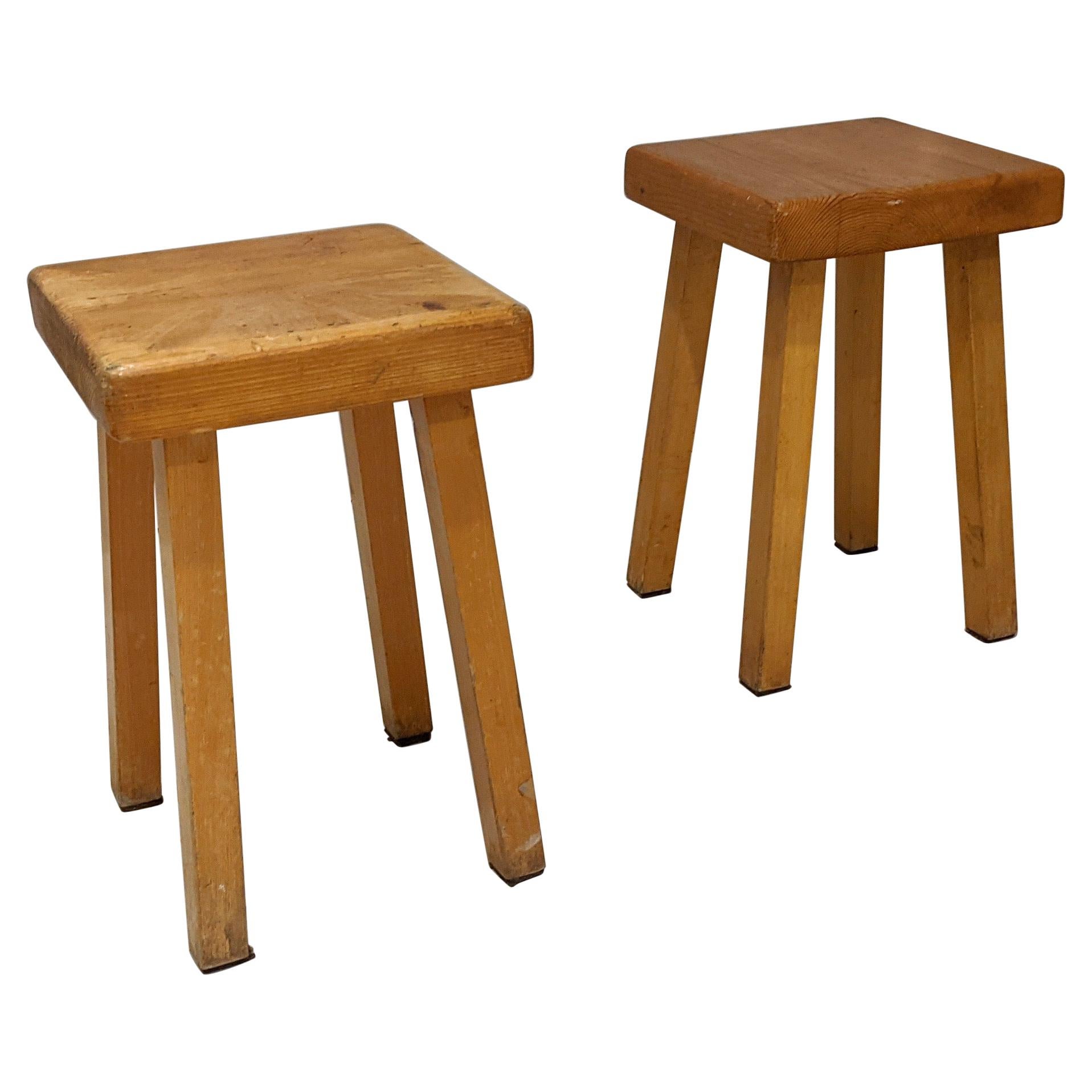 Set of 2 Stools by Charlotte Perriand for Les Arcs, 1800