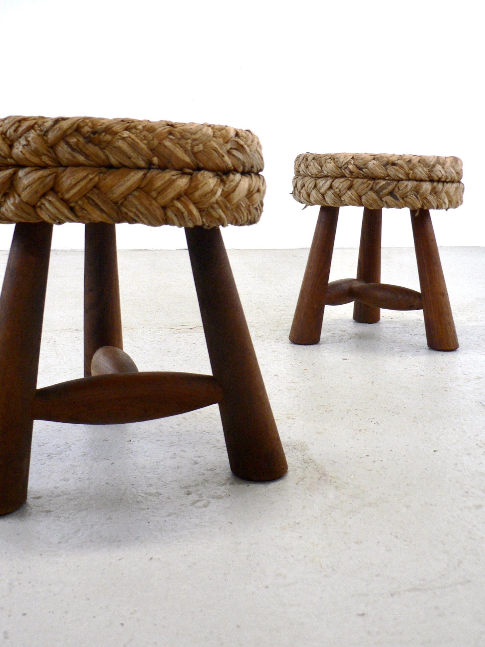Set of 2 stools designed by Adrien Audoux and Frida Minet - France -1950 In Good Condition For Sale In SOTTEVILLE-LÈS-ROUEN, FR