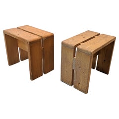 Set of 2 Stools for the "Les Arcs" Flats by Charlotte Perriand