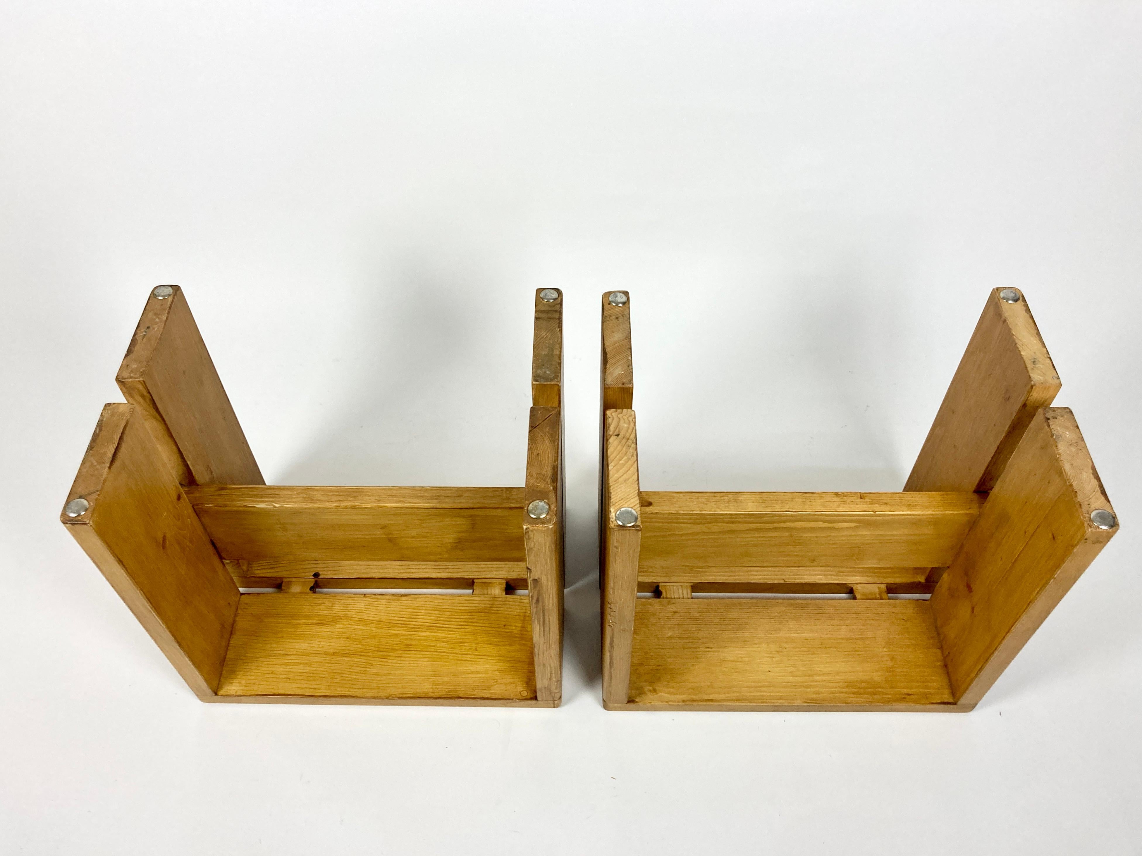 Set of 2 Stools/Side Tables from Les Arcs, France 1970s, Charlotte Perriand 8