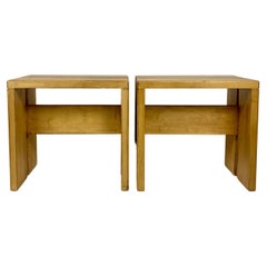 Set of 2 Stools/Side Tables from Les Arcs, France 1970s, Charlotte Perriand