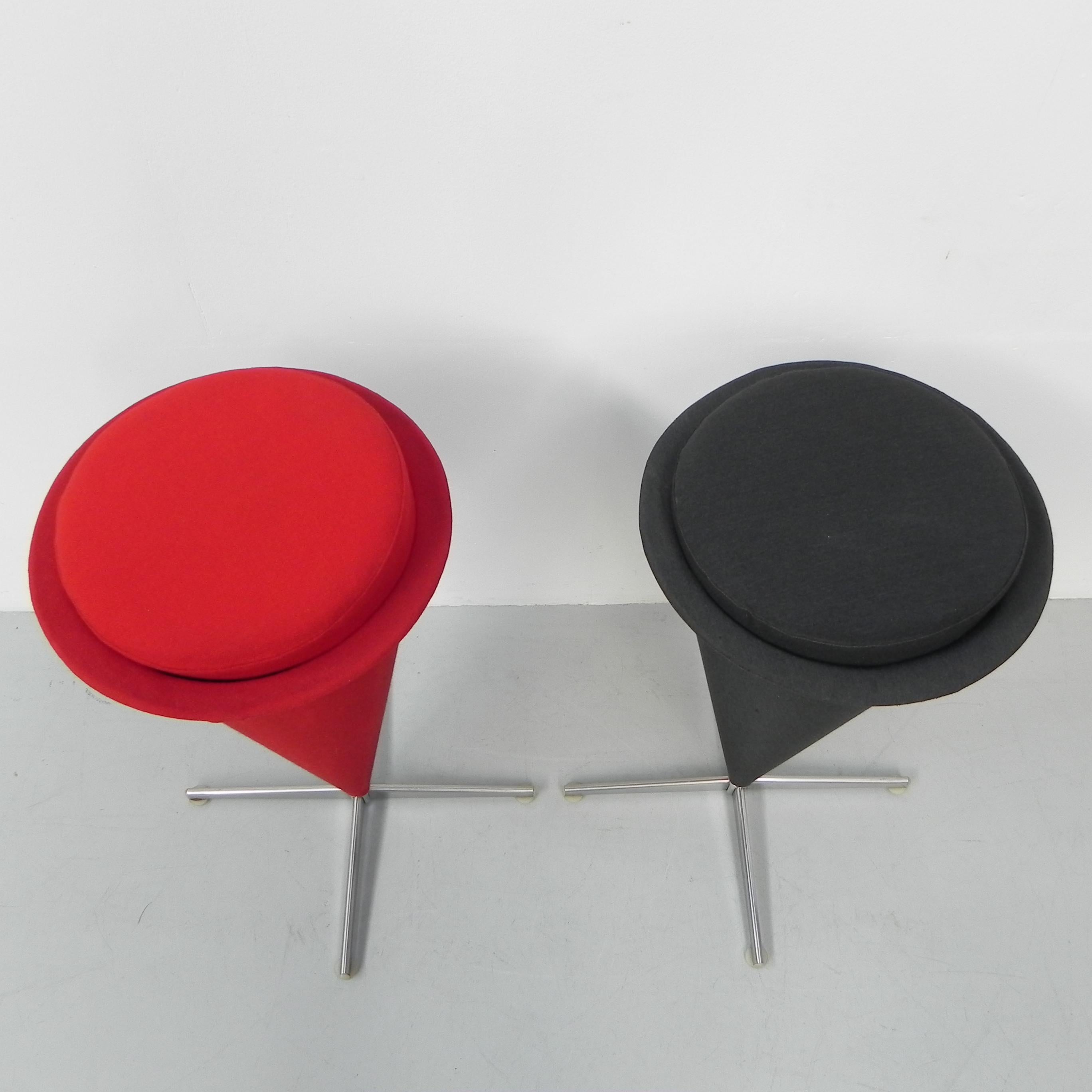 Mid-20th Century Set of 2 stools Verner Panton, Cone stools For Sale