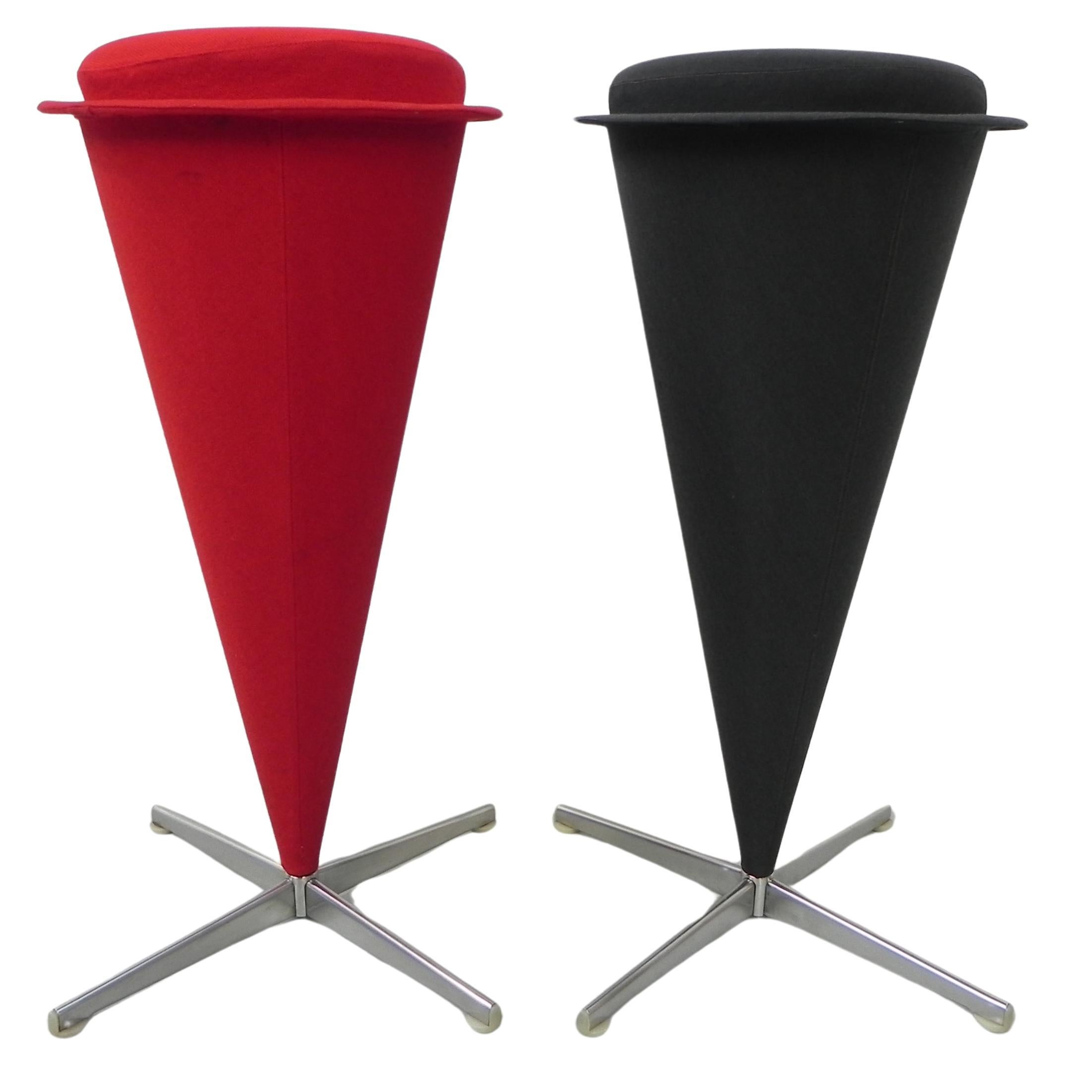 Set of 2 stools Verner Panton, Cone stools For Sale
