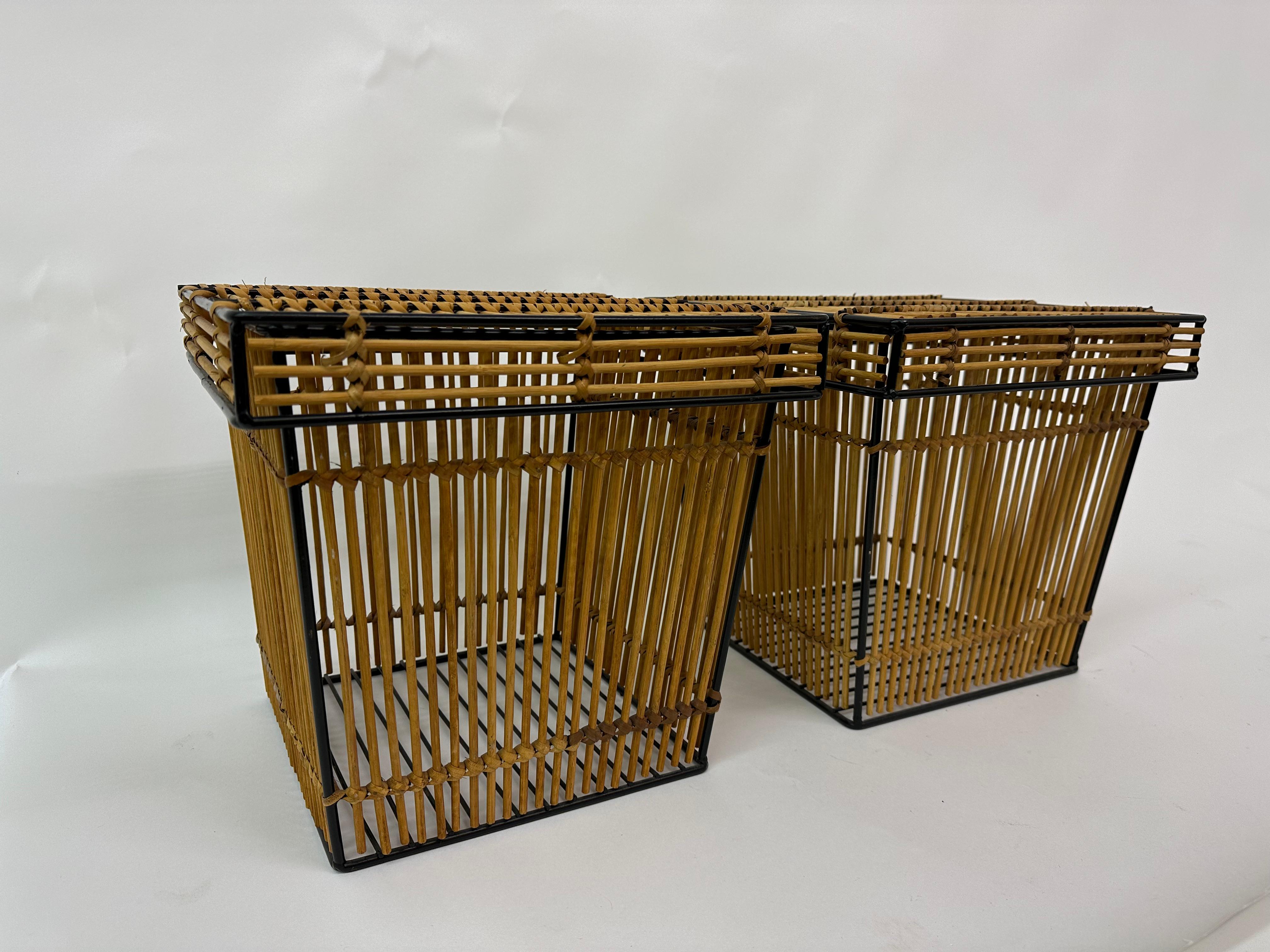 Set of 2 Storage Baskets by Dirk Van Sliedregt for Rohé, Netherlands, 1960s For Sale 8