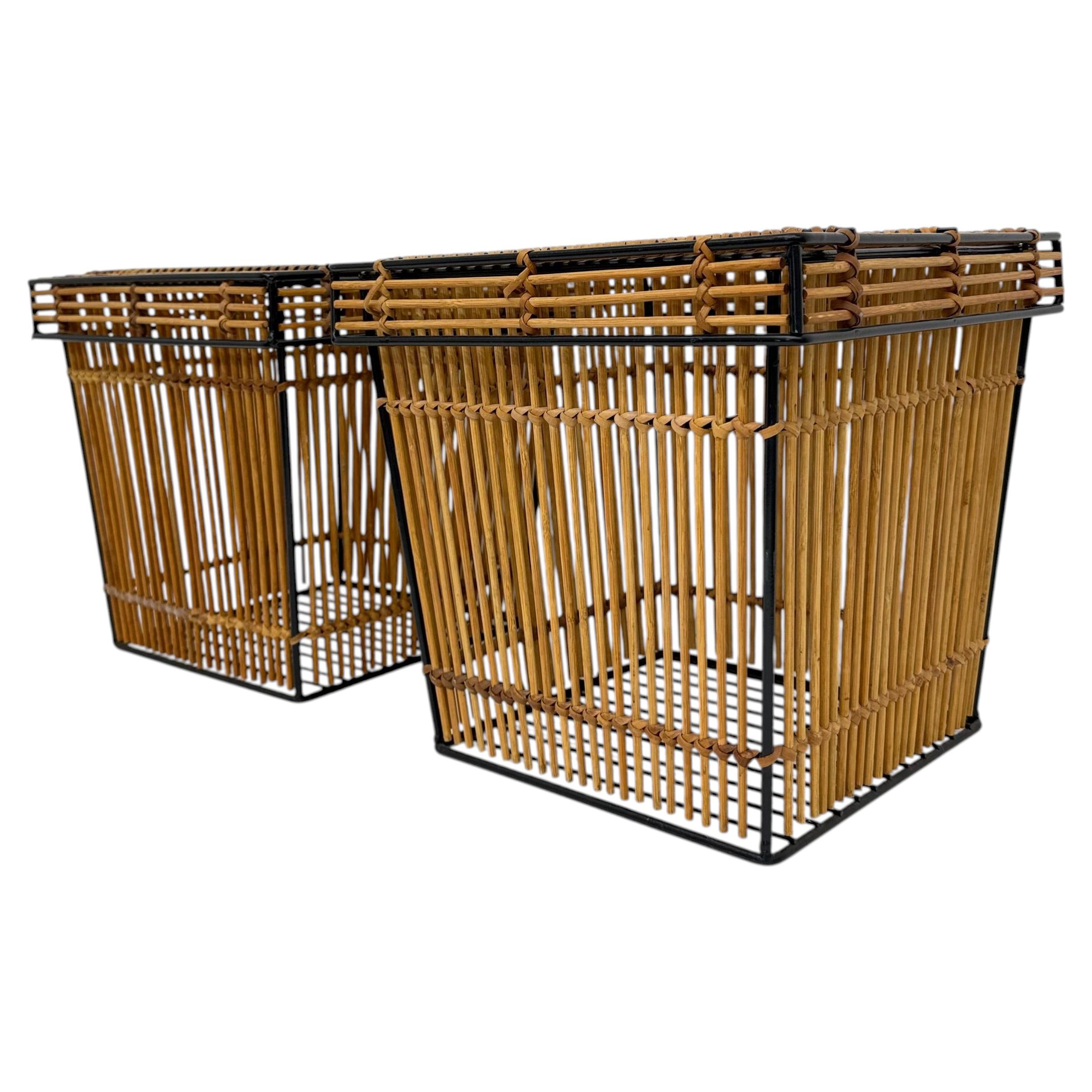 Set of 2 Storage Baskets by Dirk van Sliedregt for Rohé, Netherlands 1960s For Sale