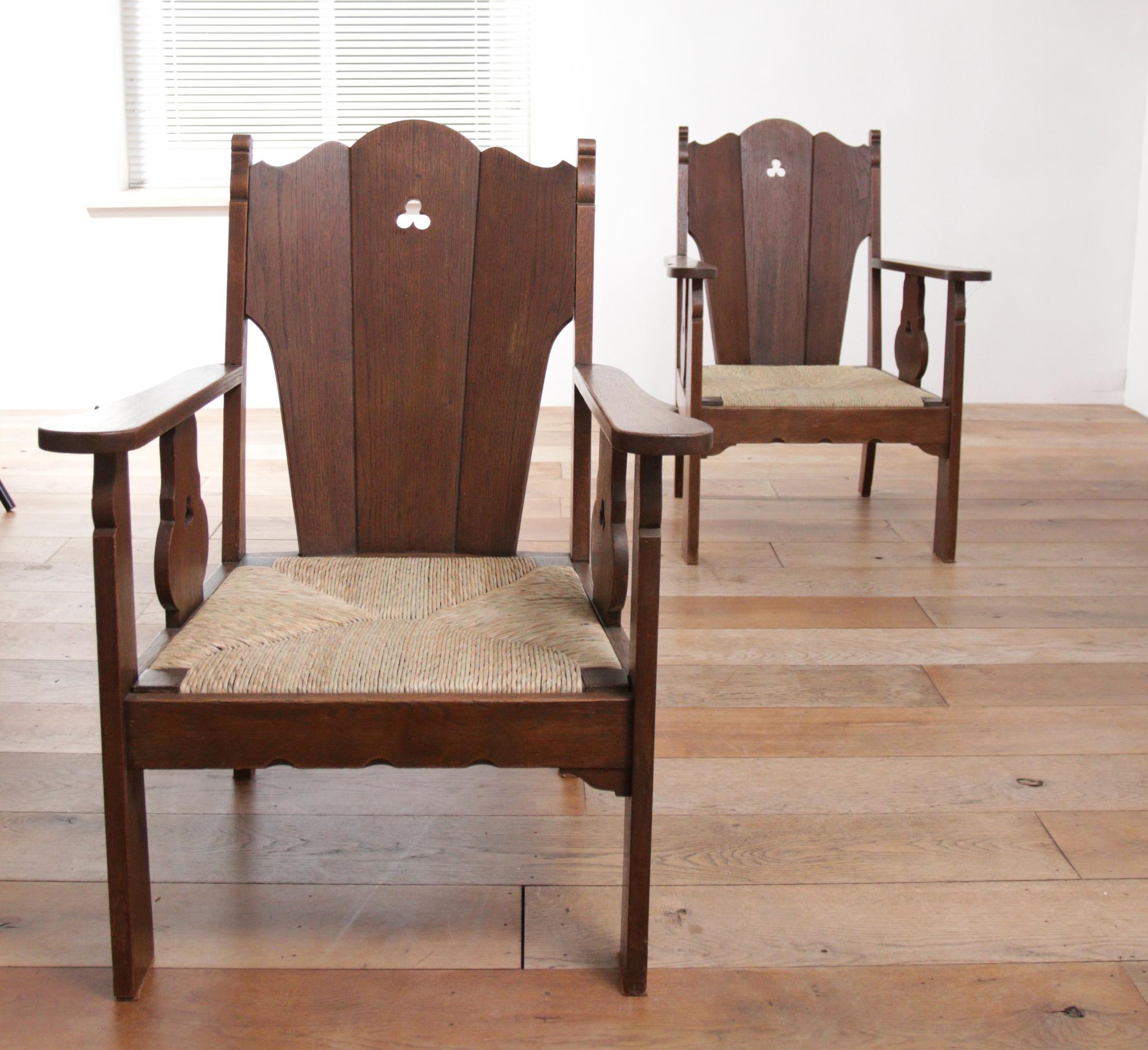 Lot de 2 chaises longues hollandaises Brutalist Wabi Sabi en Oak Oak, circa 1935 en vente 10