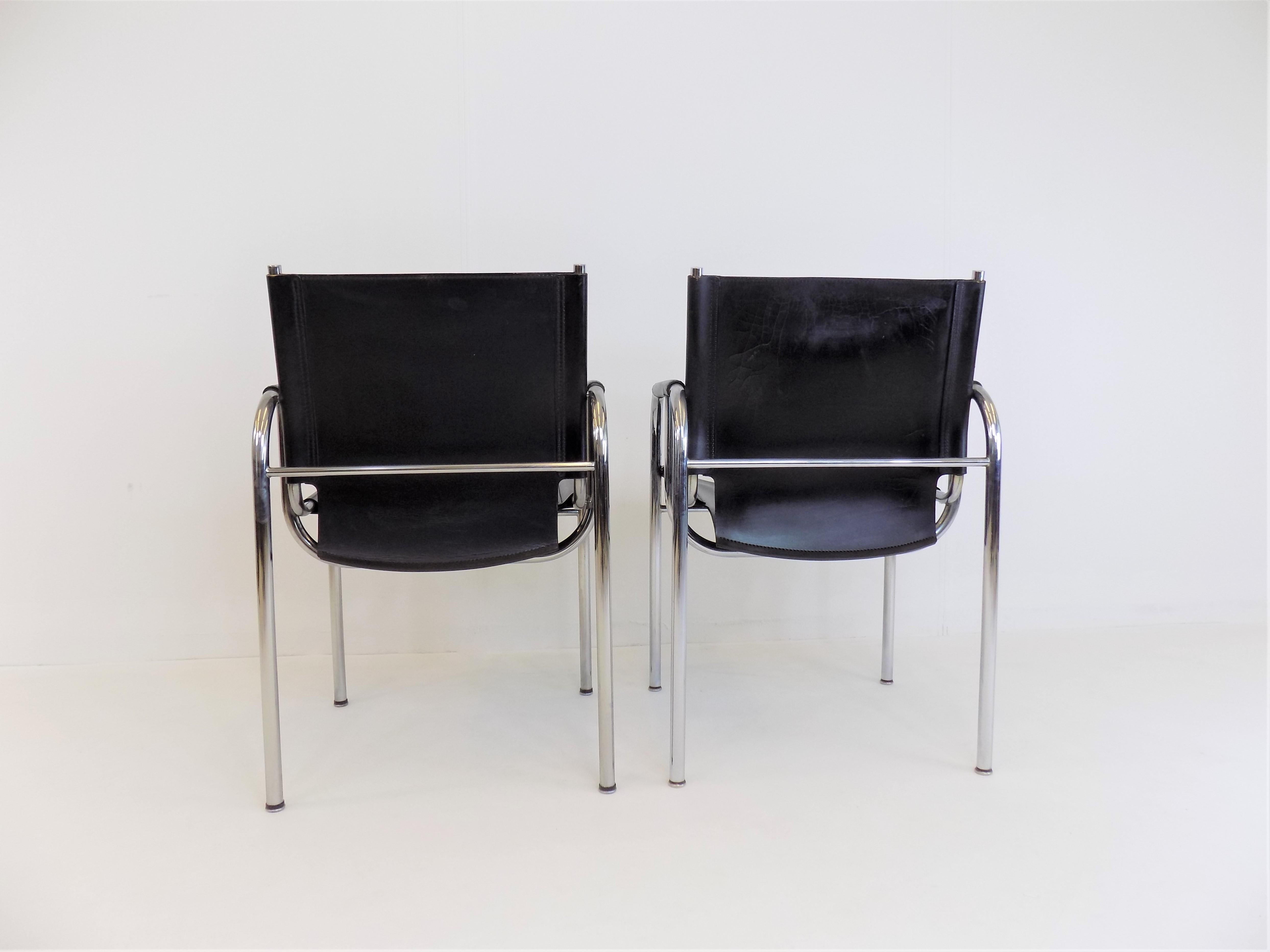 Set of 2 Strässle He Leather Lounge Chairs by Hans Eichenberger In Good Condition In Ludwigslust, DE