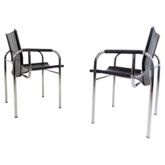Set of 2 Strässle He Leather Lounge Chairs by Hans Eichenberger