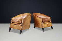 Set of 2 Strongly Patinated Leather Armchairs by Bart van Bekhoven, Netherlands