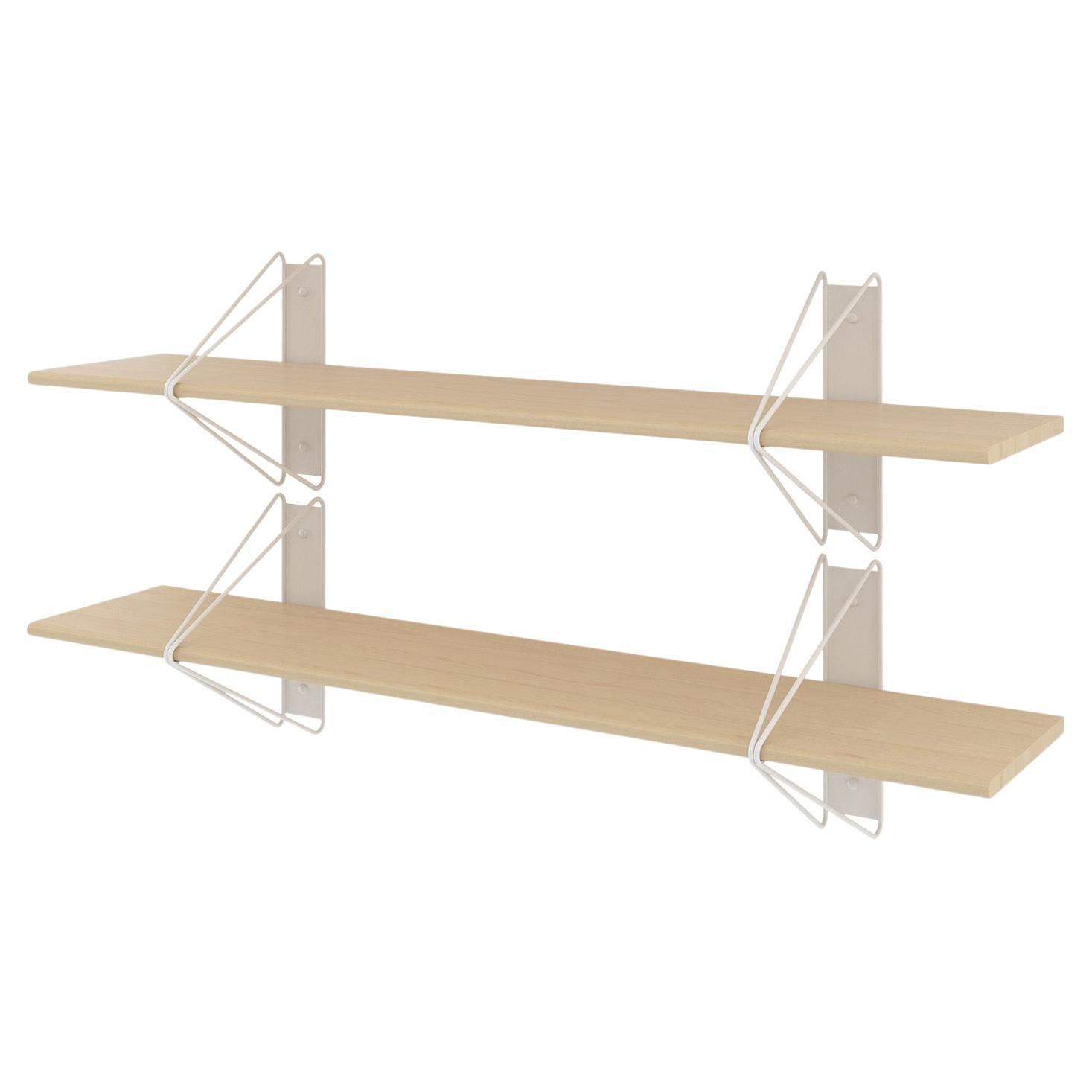 Set of 2 Strut Shelves from Souda, White and Maple, Made to Order For Sale
