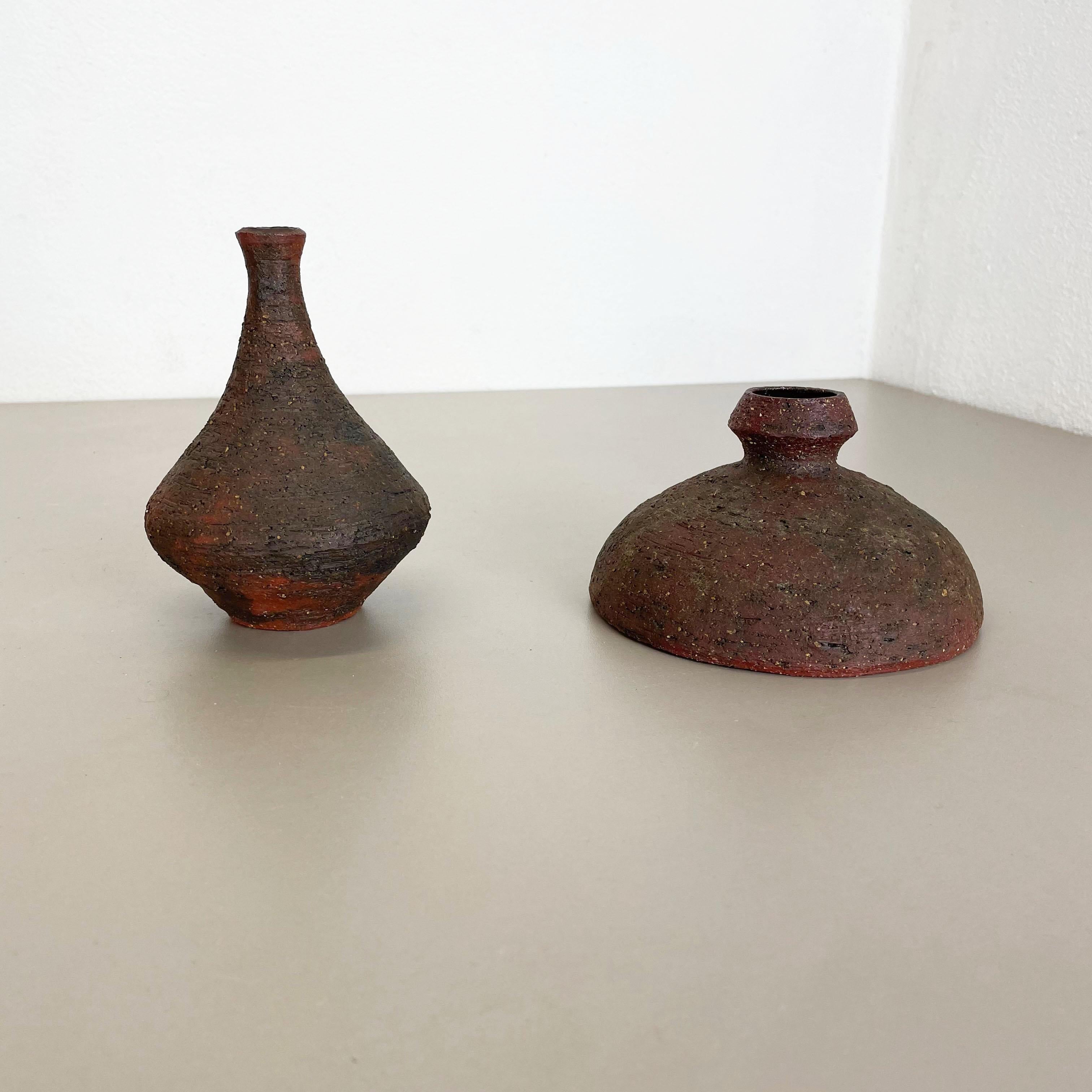 Mid-Century Modern Ensemble de 2 objets sculpturaux en poterie de studio Gerhard Liebenthron, Allemagne, 1970 en vente