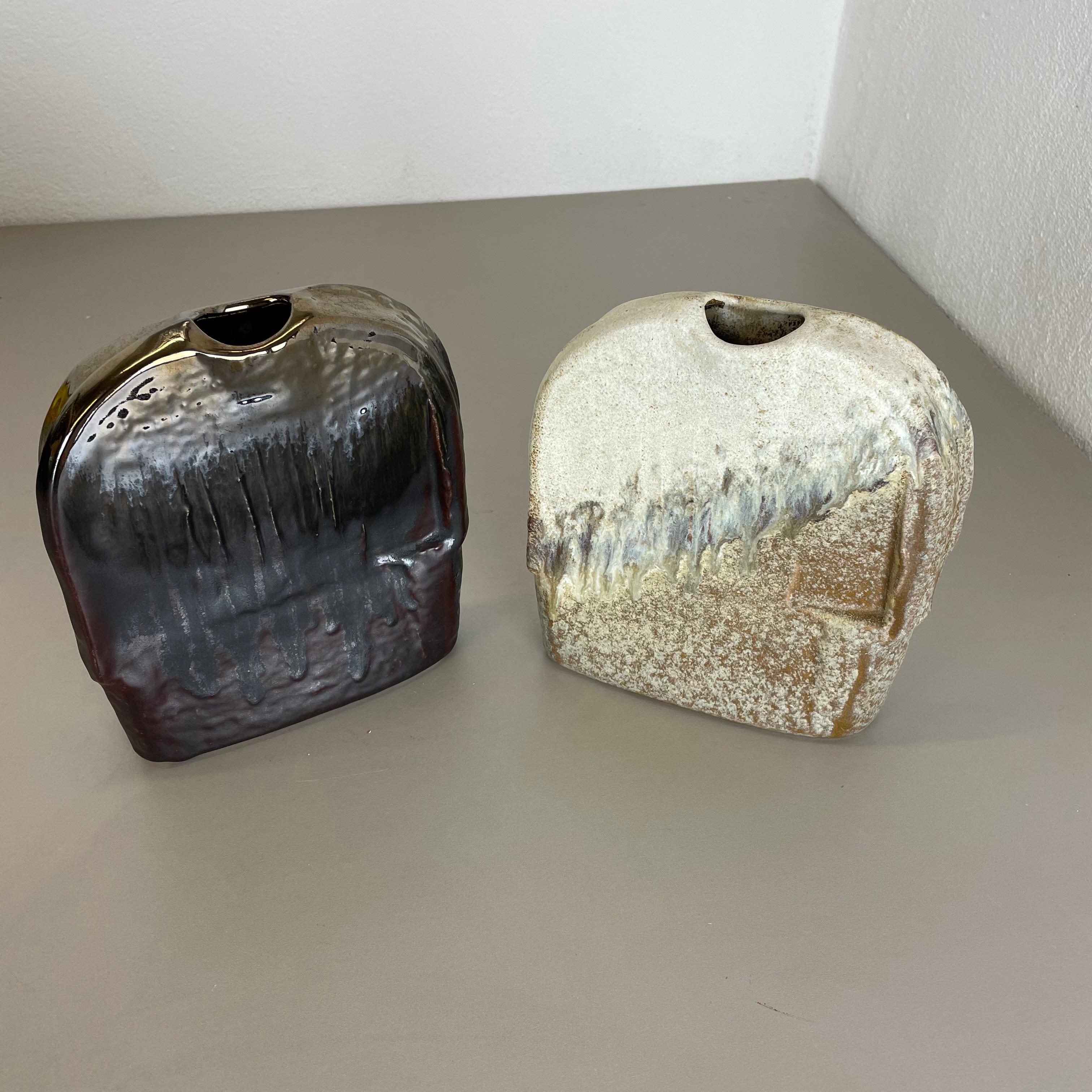 Set of 2 Studio Pottery Vase Object by Heiner Balzar for Steuler, Germany, 1970s For Sale 6