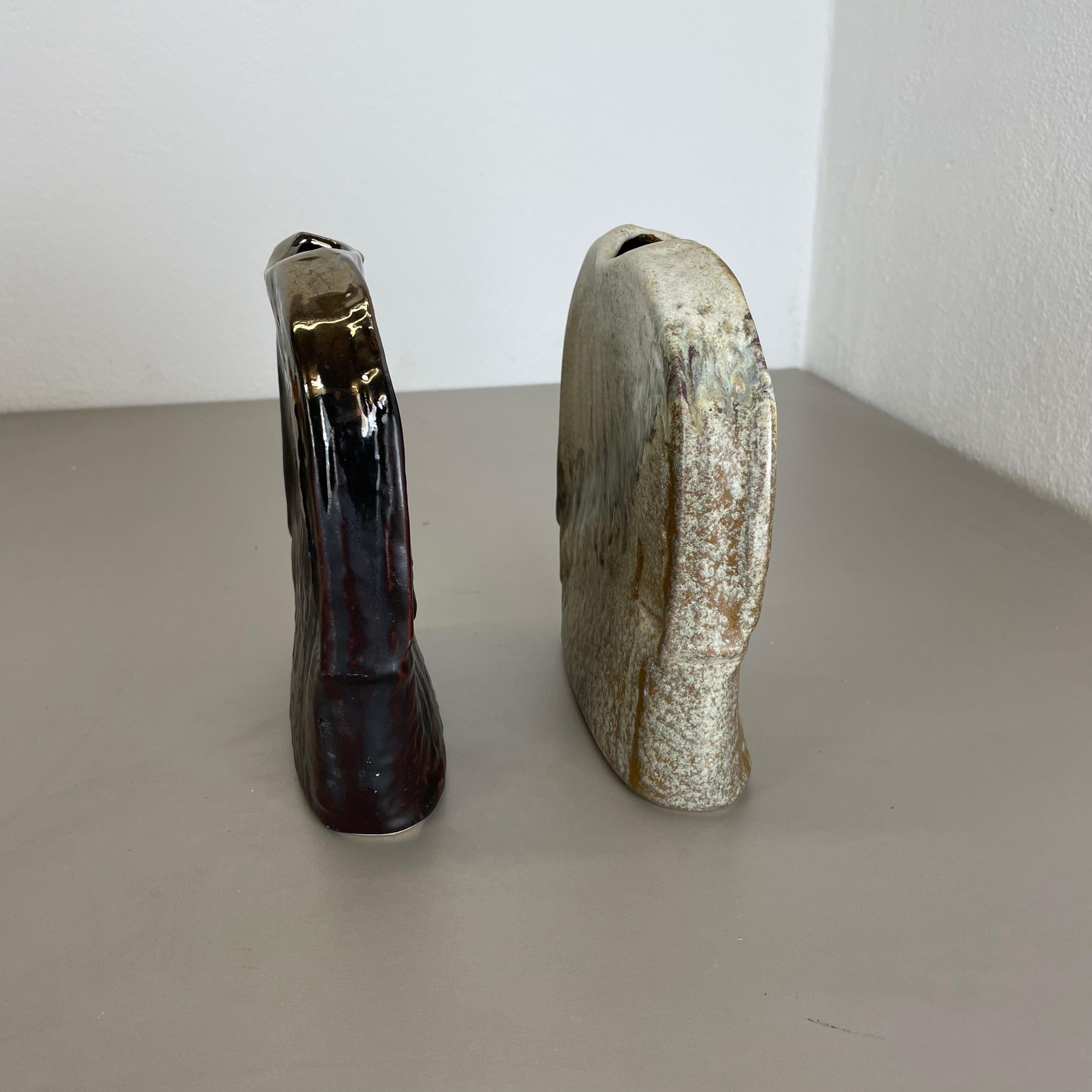 Set of 2 Studio Pottery Vase Object by Heiner Balzar for Steuler, Germany, 1970s For Sale 7