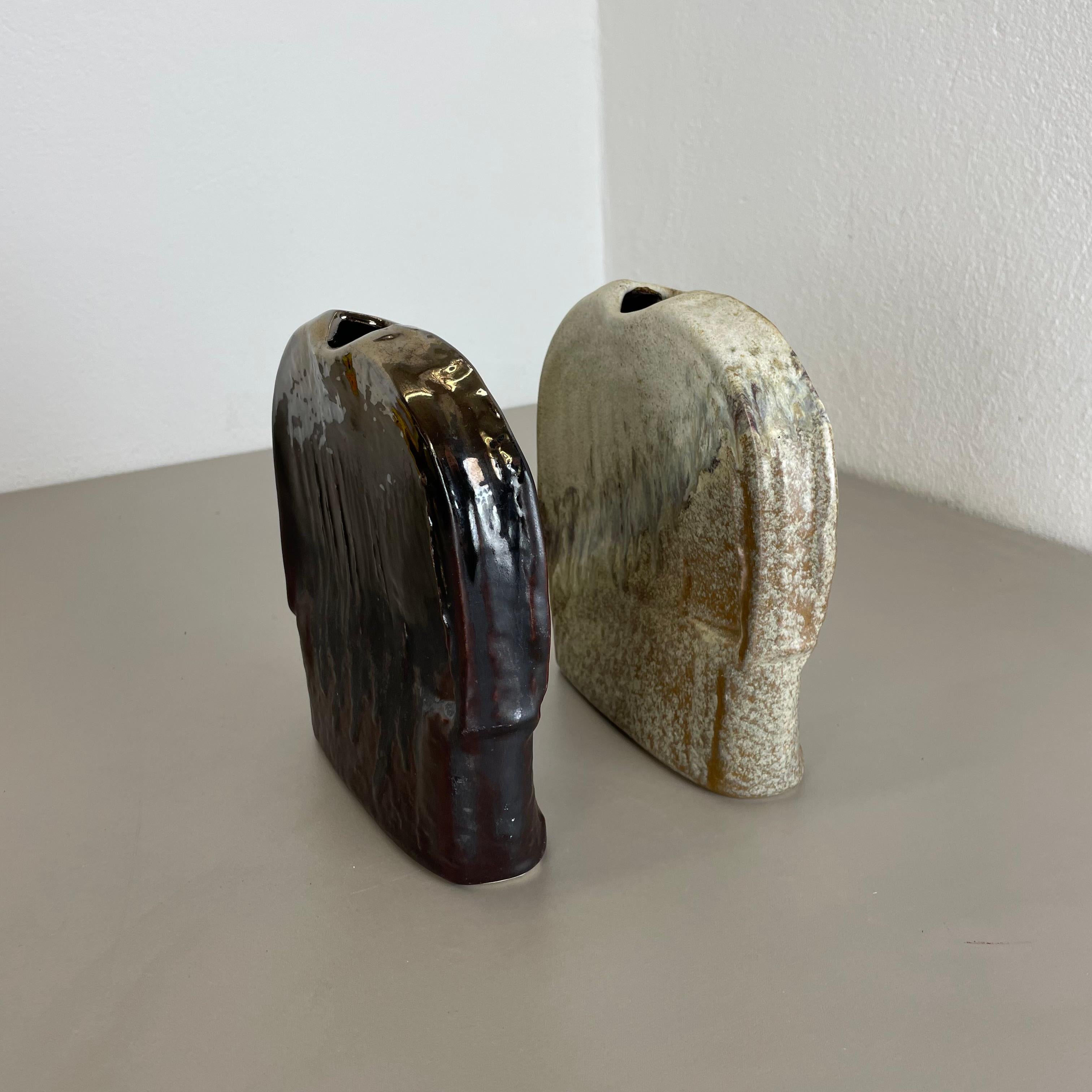 Set of 2 Studio Pottery Vase Object by Heiner Balzar for Steuler, Germany, 1970s For Sale 8