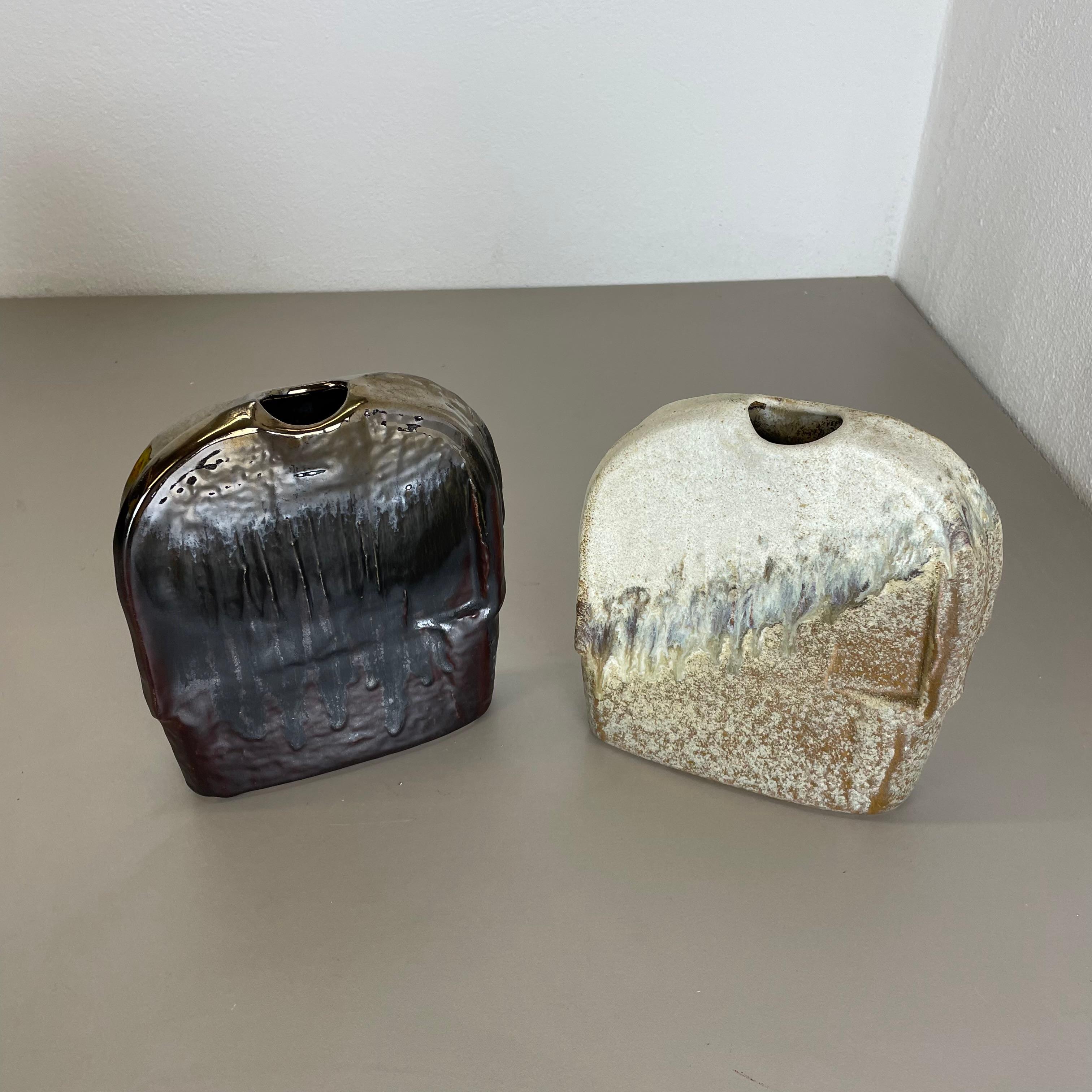 Set of 2 Studio Pottery Vase Object by Heiner Balzar for Steuler, Germany, 1970s In Good Condition For Sale In Kirchlengern, DE