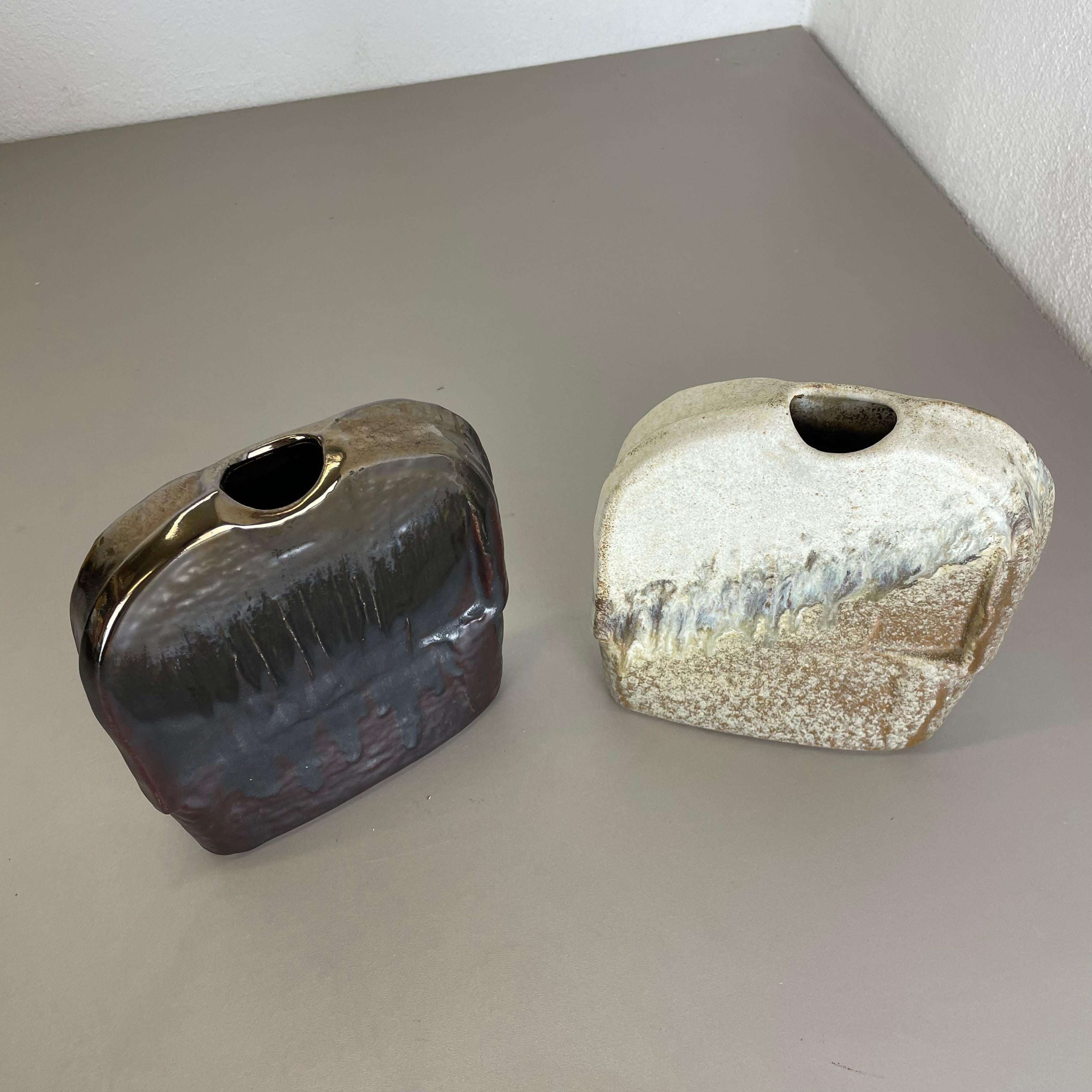 20th Century Set of 2 Studio Pottery Vase Object by Heiner Balzar for Steuler, Germany, 1970s For Sale