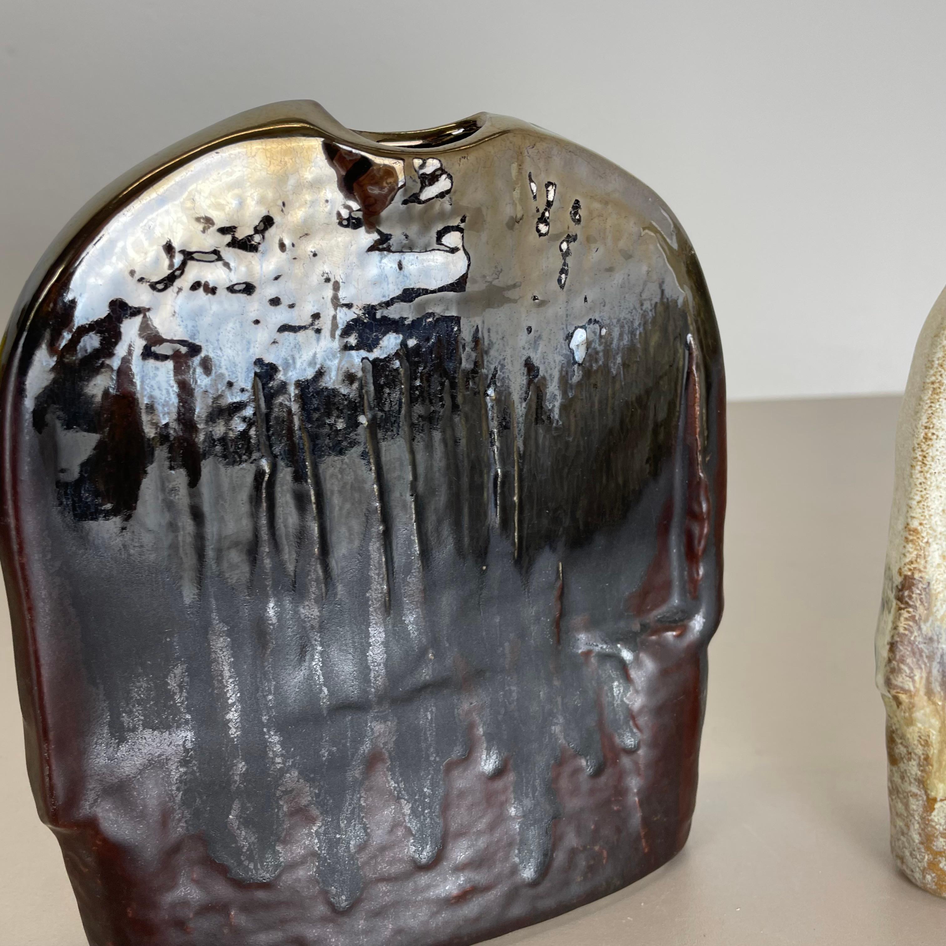 Set of 2 Studio Pottery Vase Object by Heiner Balzar for Steuler, Germany, 1970s For Sale 3