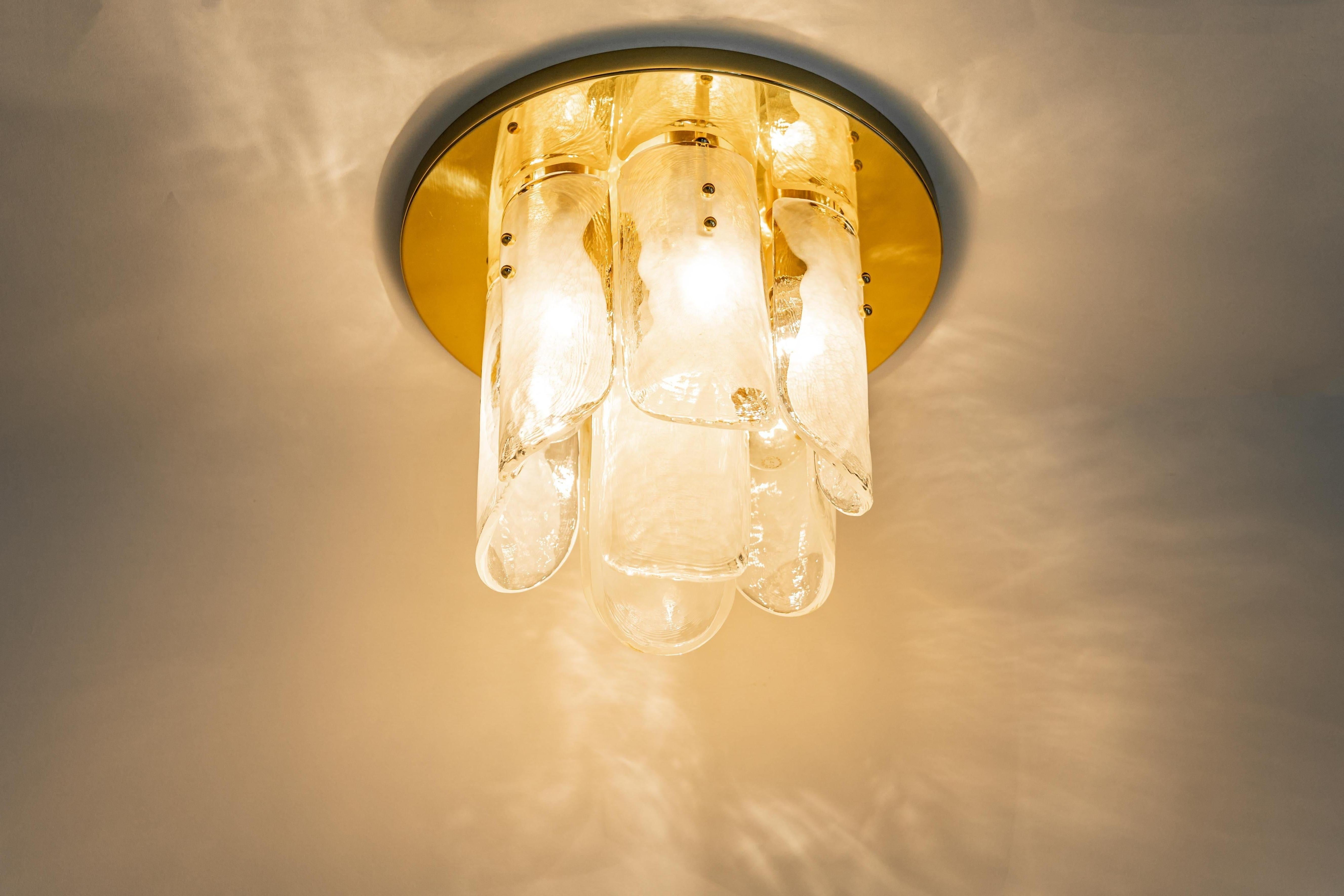 Set of 2 Stunning Brass, Murano Glass Light Fixtures, Kalmar, Austria, 1970 6