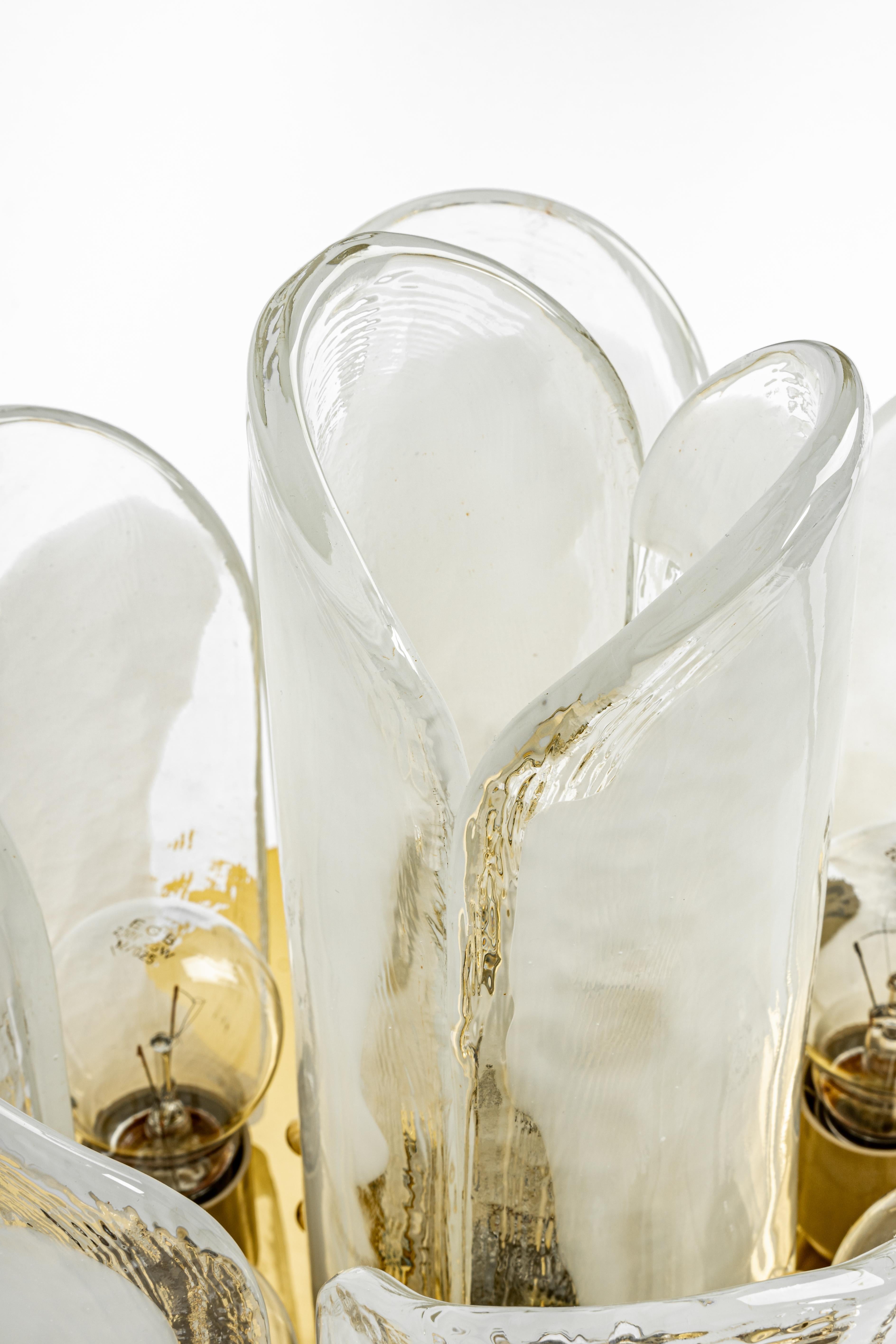 Set of 2 Stunning Brass, Murano Glass Light Fixtures, Kalmar, Austria, 1970 2