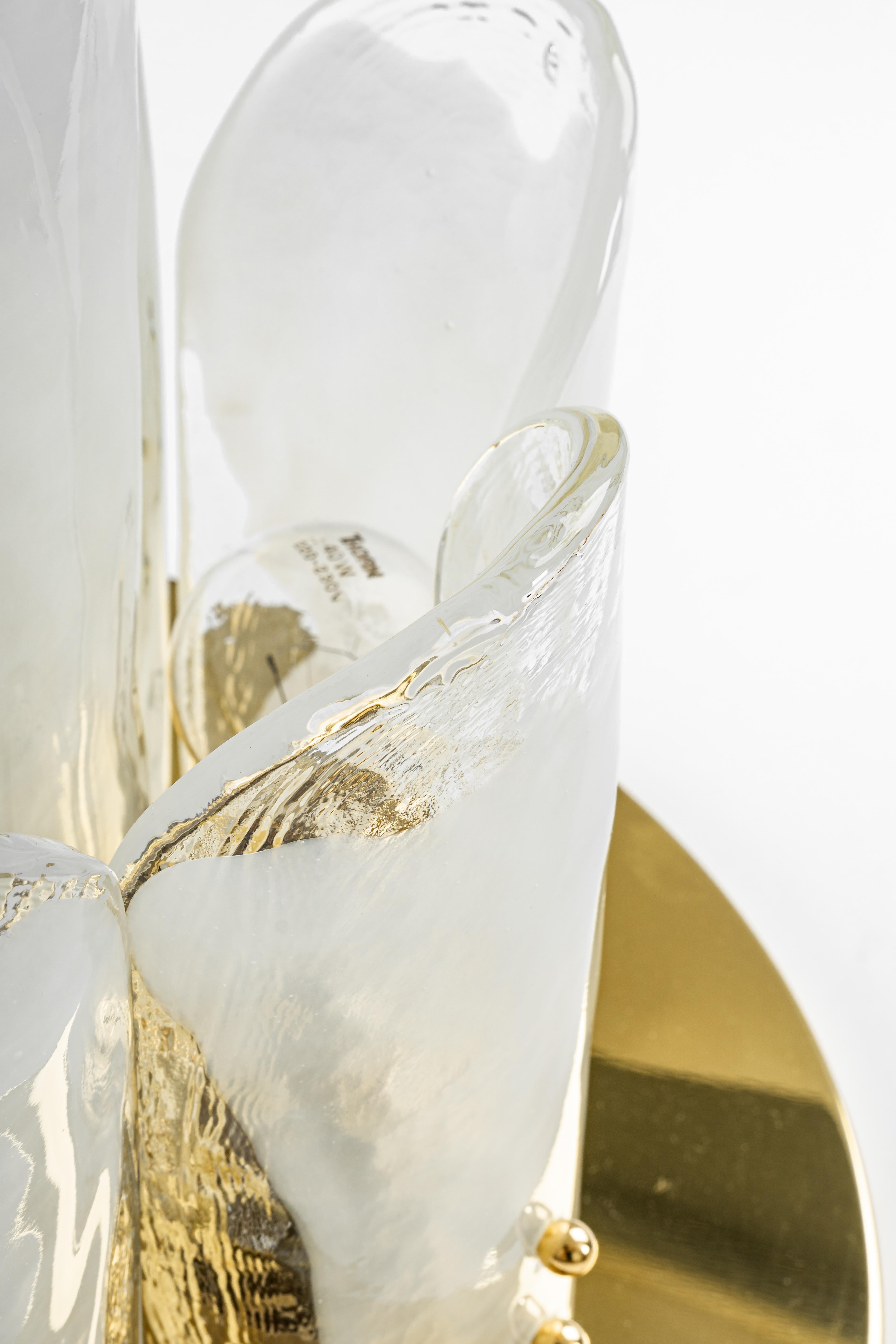 Set of 2 Stunning Brass, Murano Glass Light Fixtures, Kalmar, Austria, 1970 3