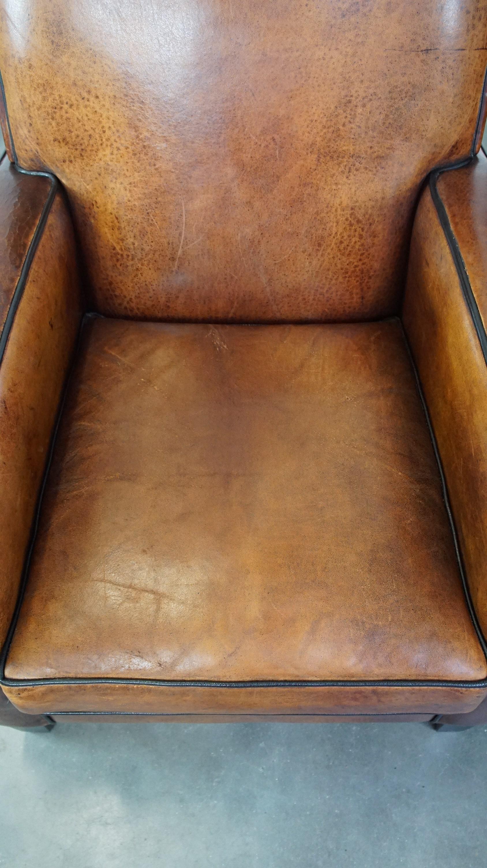 Set di 2 poltrone robuste ma comode in pelle di pecora dal design elegante In condizioni discrete in vendita a Harderwijk, NL