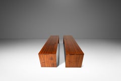 Set of 2 Substantial Minimalist Custom-Made Benches in Walnut, USA, c. 1980s