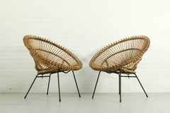 Set of 2 sunburst chairs by Rohe Noordwolde, 1950s.