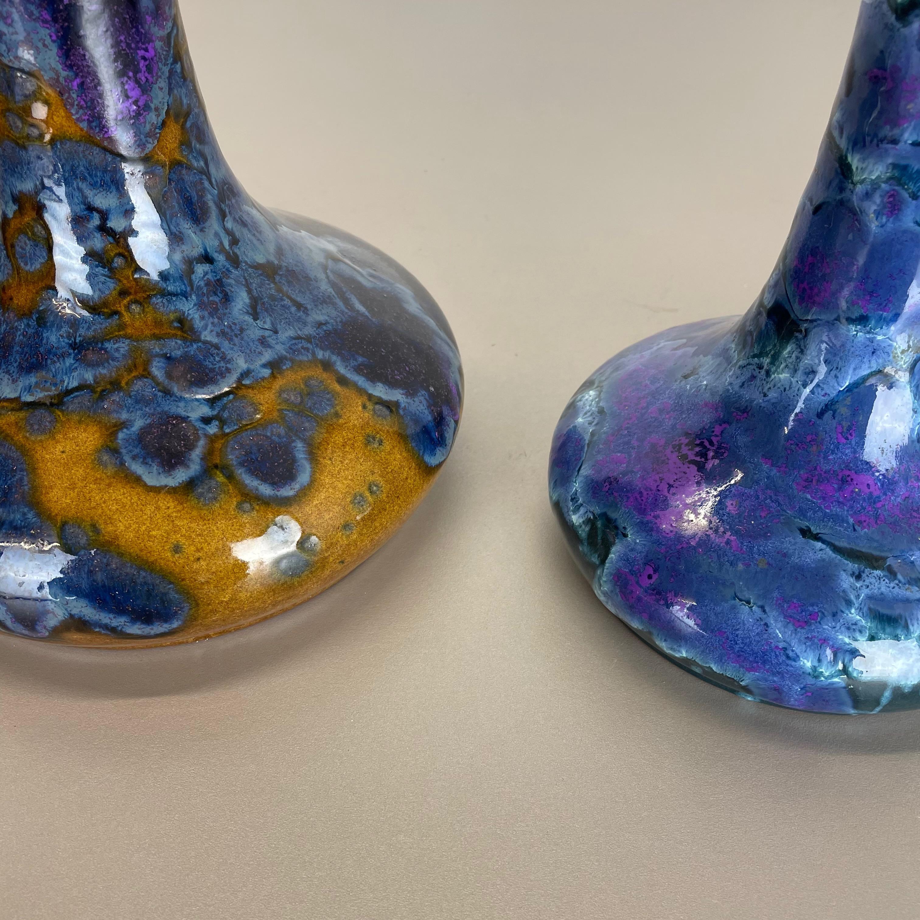 Ensemble de 2 vases « Super Glaze » en céramique Studio Pottery de Marei Ceramics, Allemagne, années 1970 en vente 4