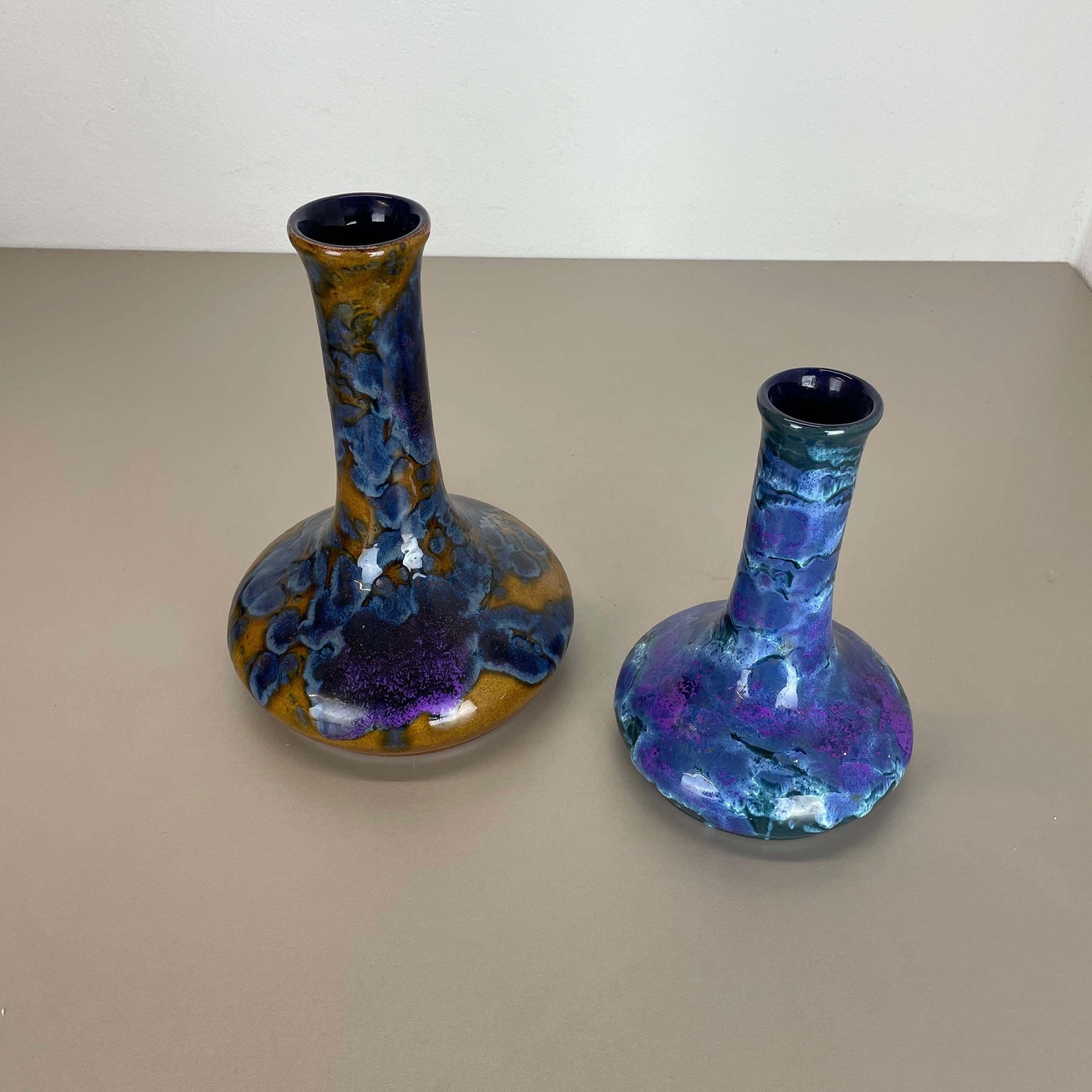 Allemand Ensemble de 2 vases « Super Glaze » en céramique Studio Pottery de Marei Ceramics, Allemagne, années 1970 en vente