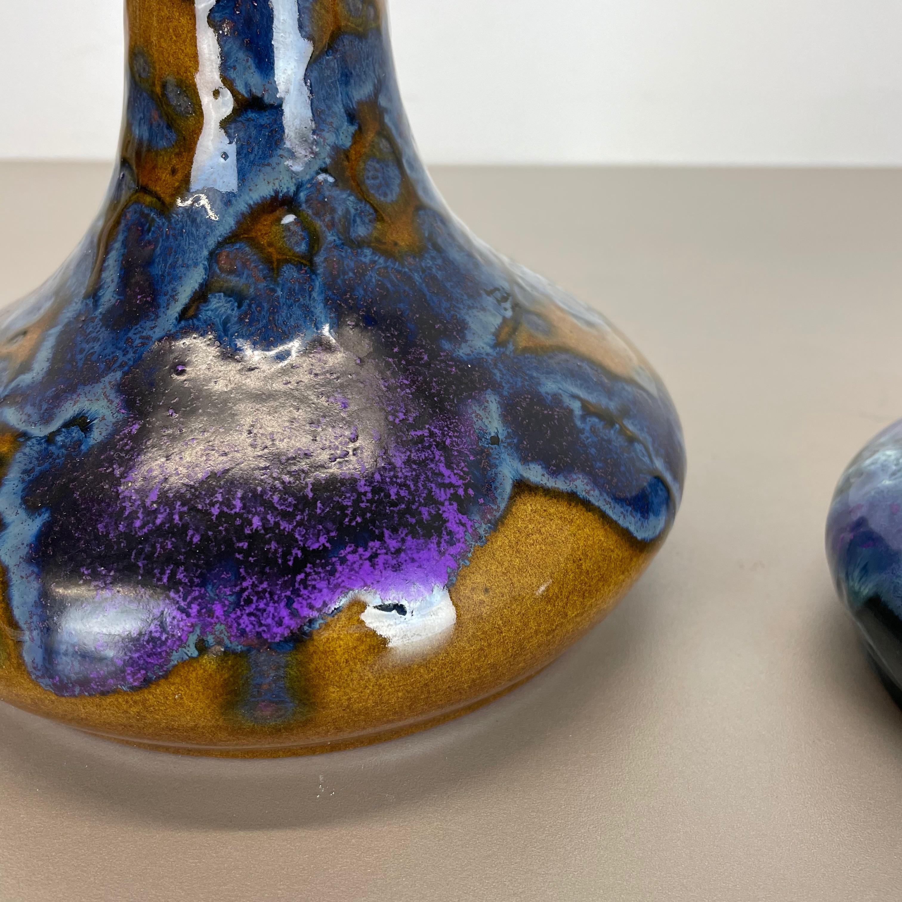 Céramique Ensemble de 2 vases « Super Glaze » en céramique Studio Pottery de Marei Ceramics, Allemagne, années 1970 en vente