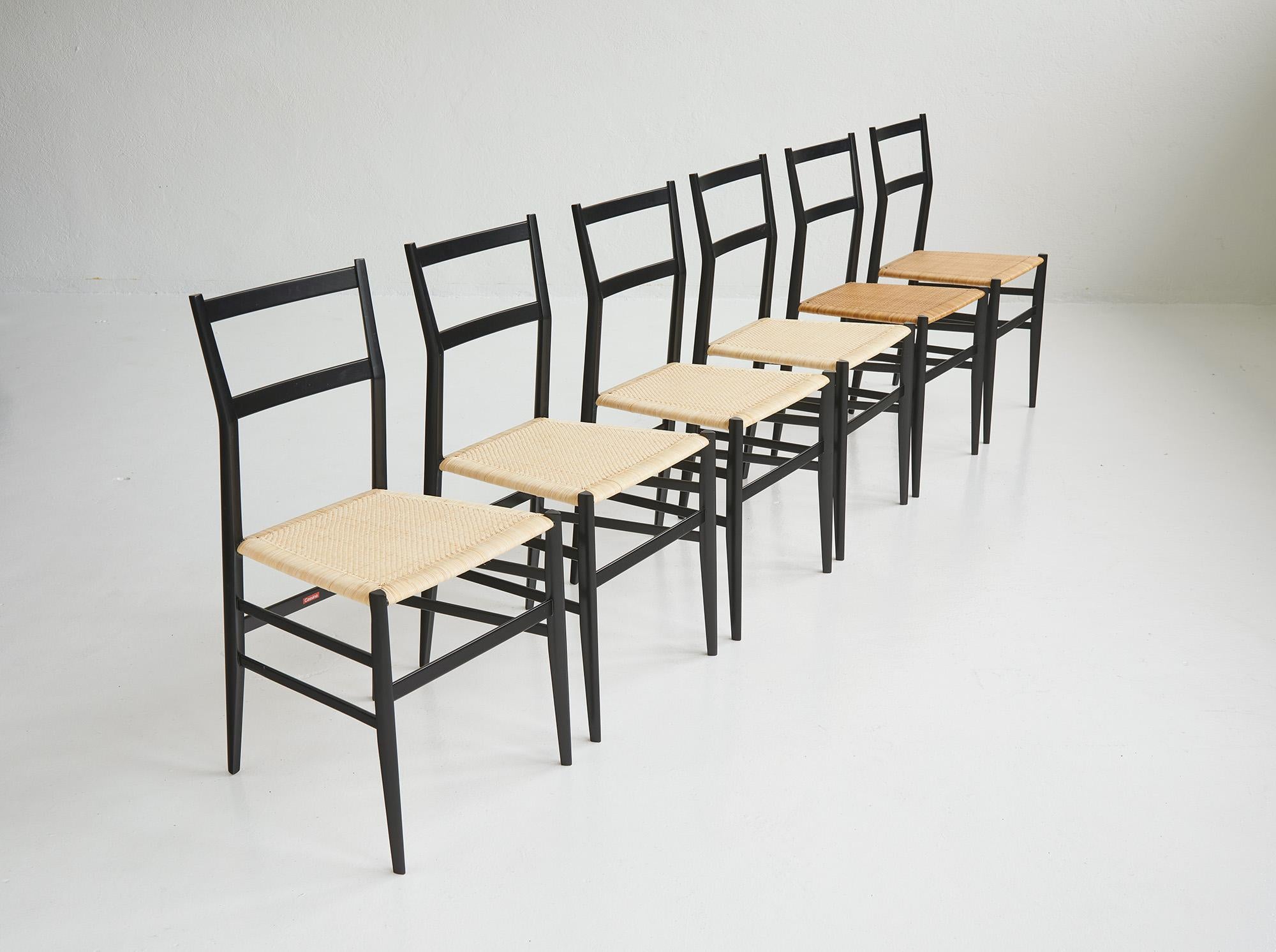 Set di 2 sedie da pranzo con seduta in canna 