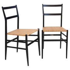 Set di 2 sedie da pranzo con seduta in canna "Superleggera" di Giò Ponti per Cassina 1951