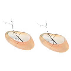 Set of 2 Supernova i Amber Iridescent L Bowl + Vase by Eloa