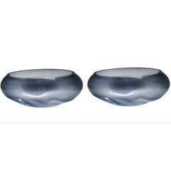Set of 2 Supernova i Steel Blue M Bowl + Vase by Eloa