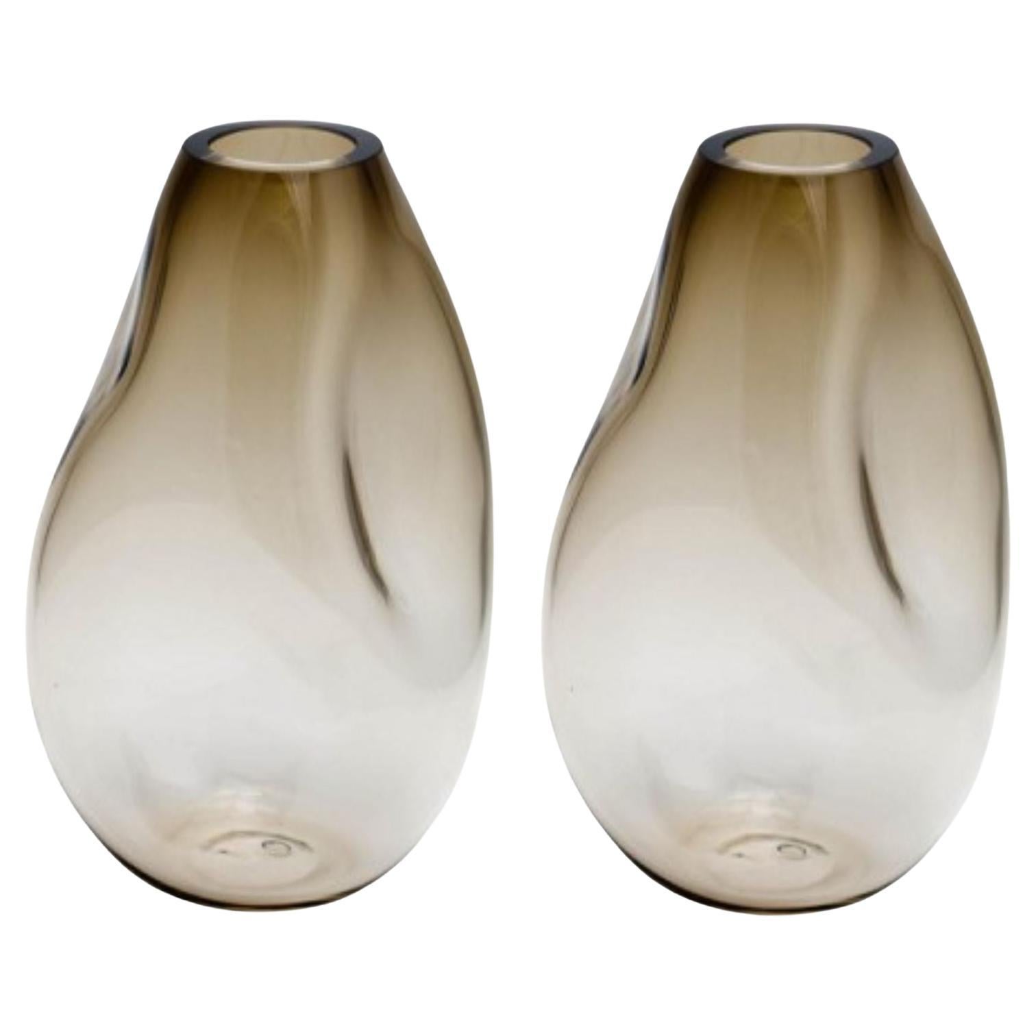 Set of 2 Supernova iv Silver Smoke L Vases by Eloa For Sale