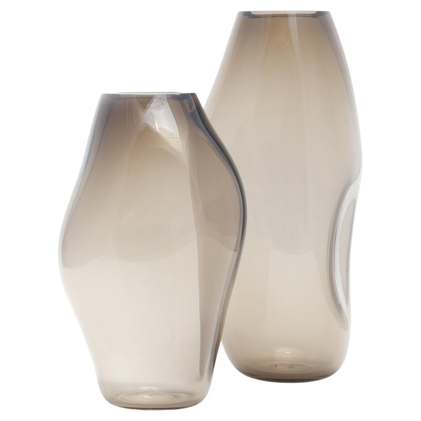 Set of 2 Supernova IV Silver Smoke M/Xl Vases by Eloa