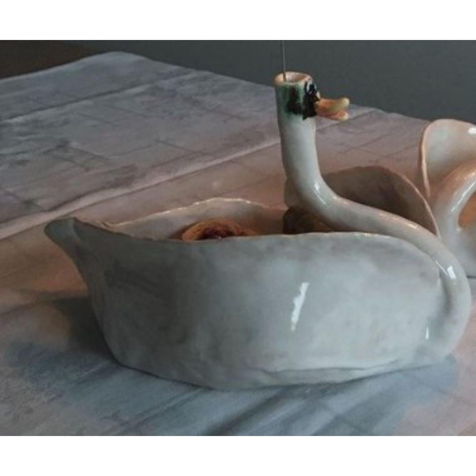 Post-Modern Set of 2 Swan Candle Holder Bowls by Ana Botezatu For Sale