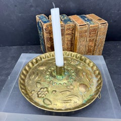 Set of 2 Swedish Brass Chamber Candle Holders with Tray