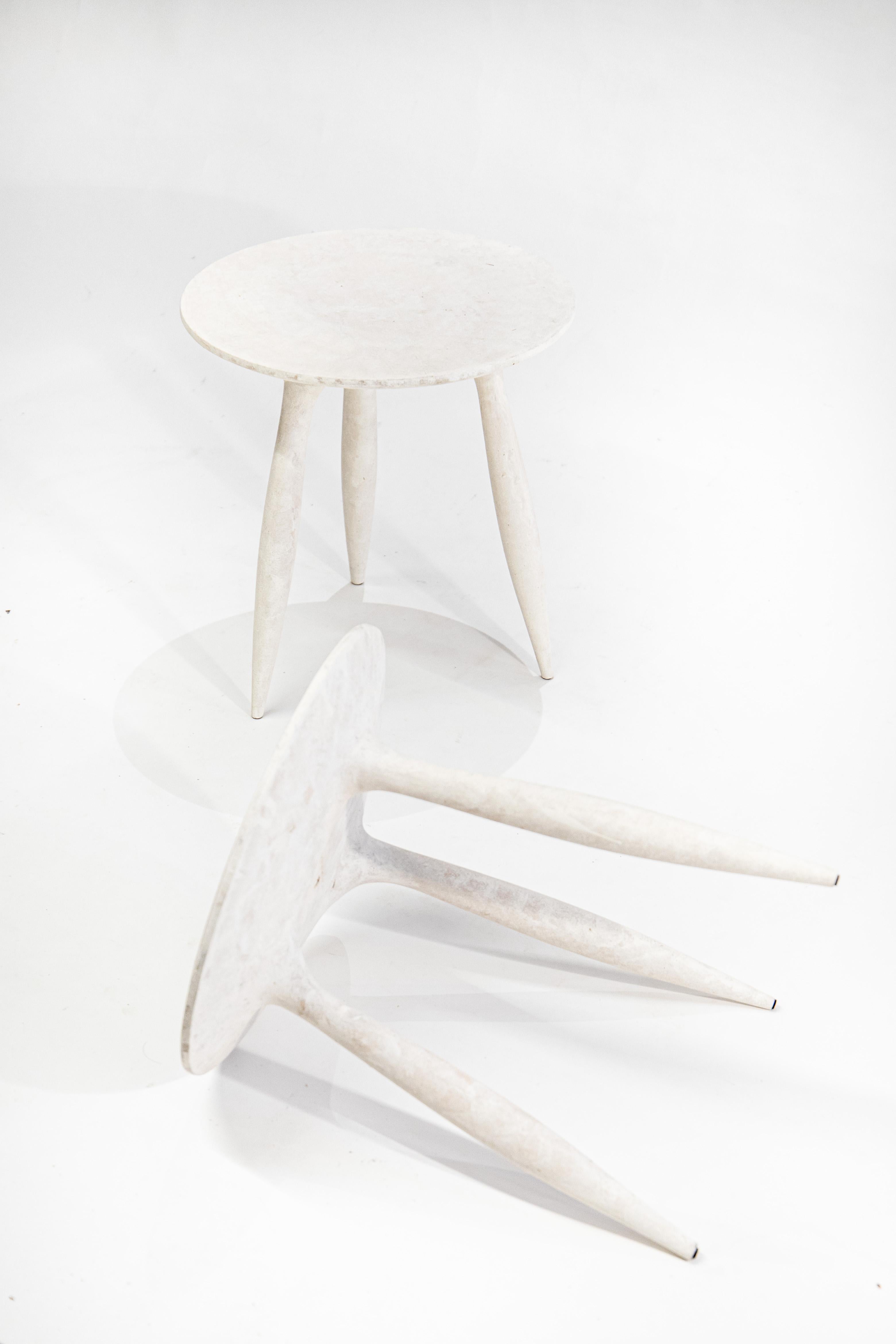 Set of 2 sycamore BTRFL aside stool by Cedric Breisacher
Dimensions: D 38 x H 40 cm
Materials: Sycamore wood, moon white finish

Stool or occasional table, the BTRFL is a piece in the line minimal. In a way, it takes up the assemblies of the