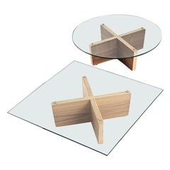Set of 2, T01 Coach Tables, Squared and Round by Colé Italia